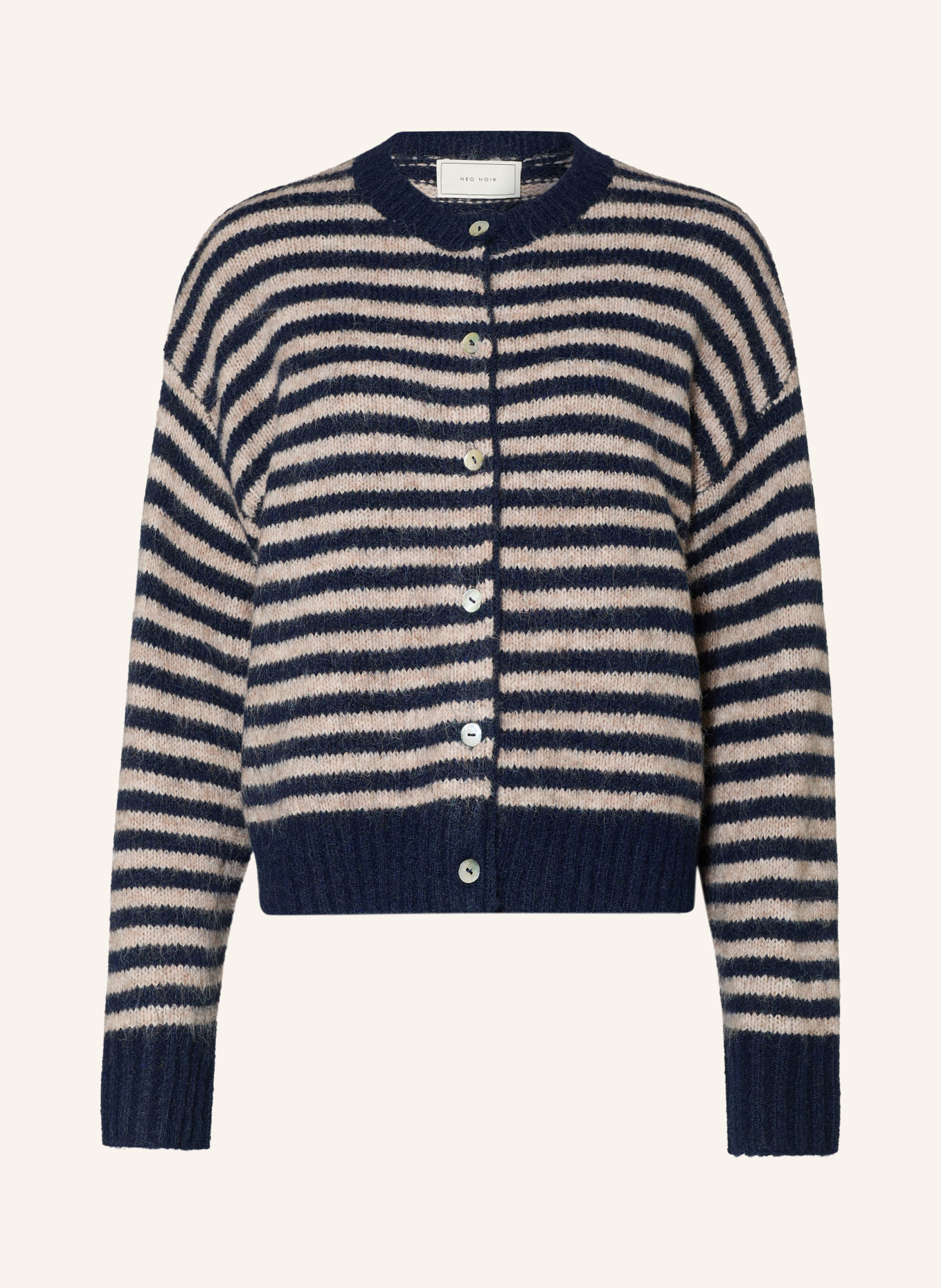 NEO NOIR Strickjacke ISANA: BEIGE / DUNKELBLAU
