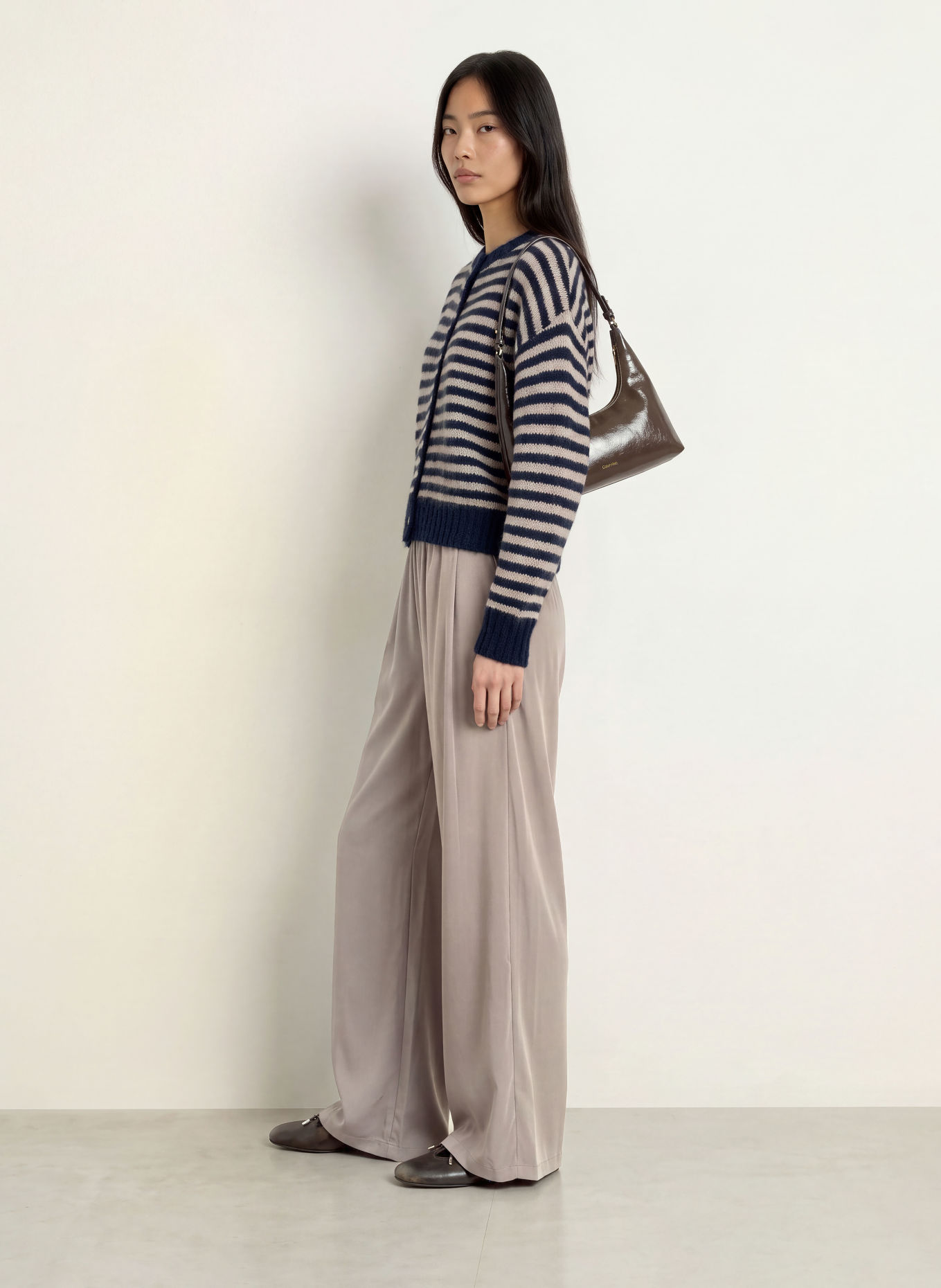 NEO NOIR Strickjacke ISANA: BEIGE / DUNKELBLAU