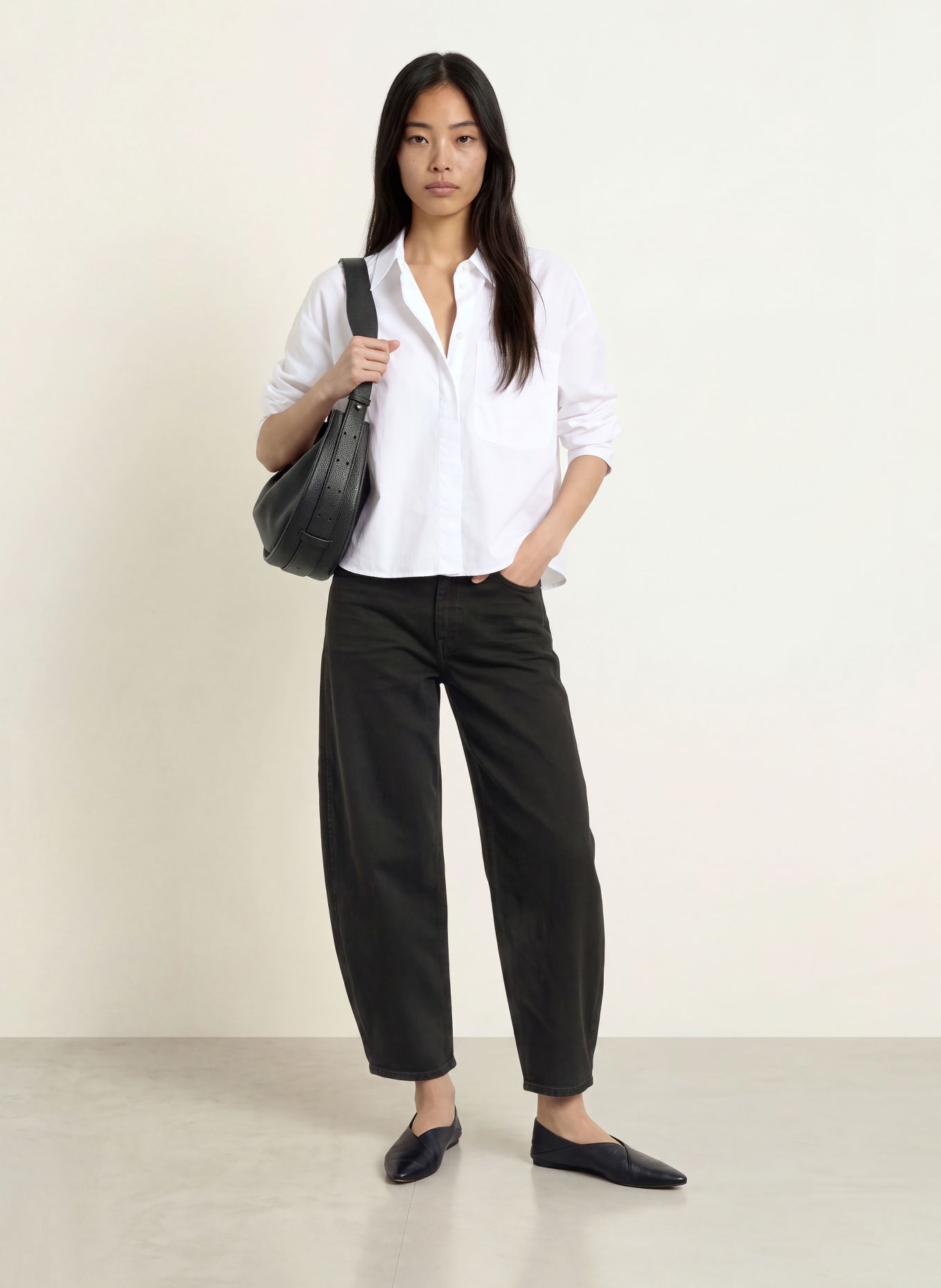 OPUS PANTS Barrel džíny MARI LEAP: 900 BLACK