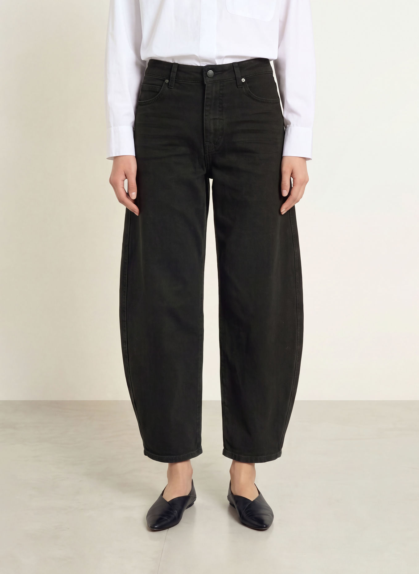 OPUS PANTS Barrel džíny MARI LEAP: 900 BLACK