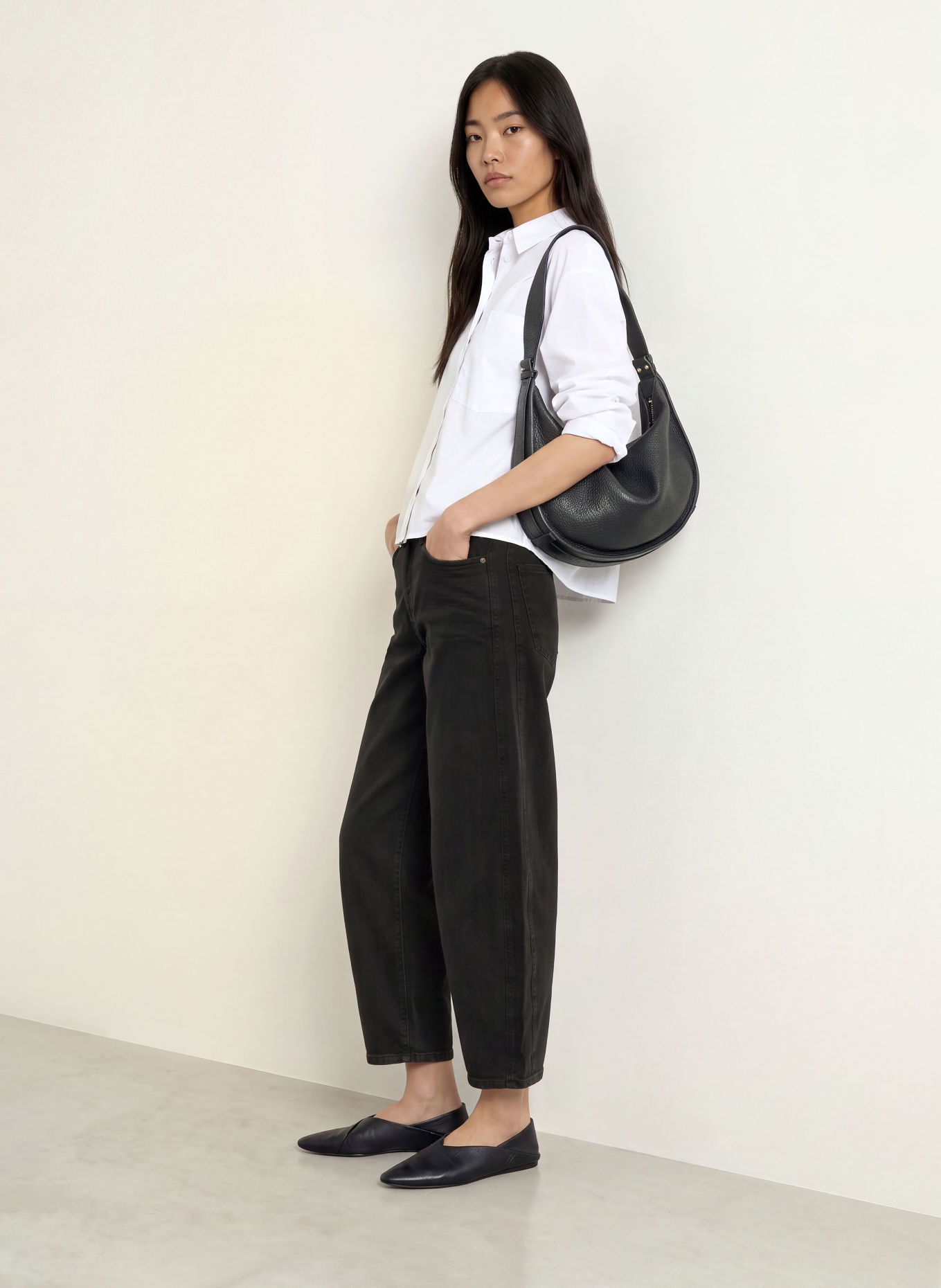 OPUS PANTS Barrel džíny MARI LEAP: 900 BLACK