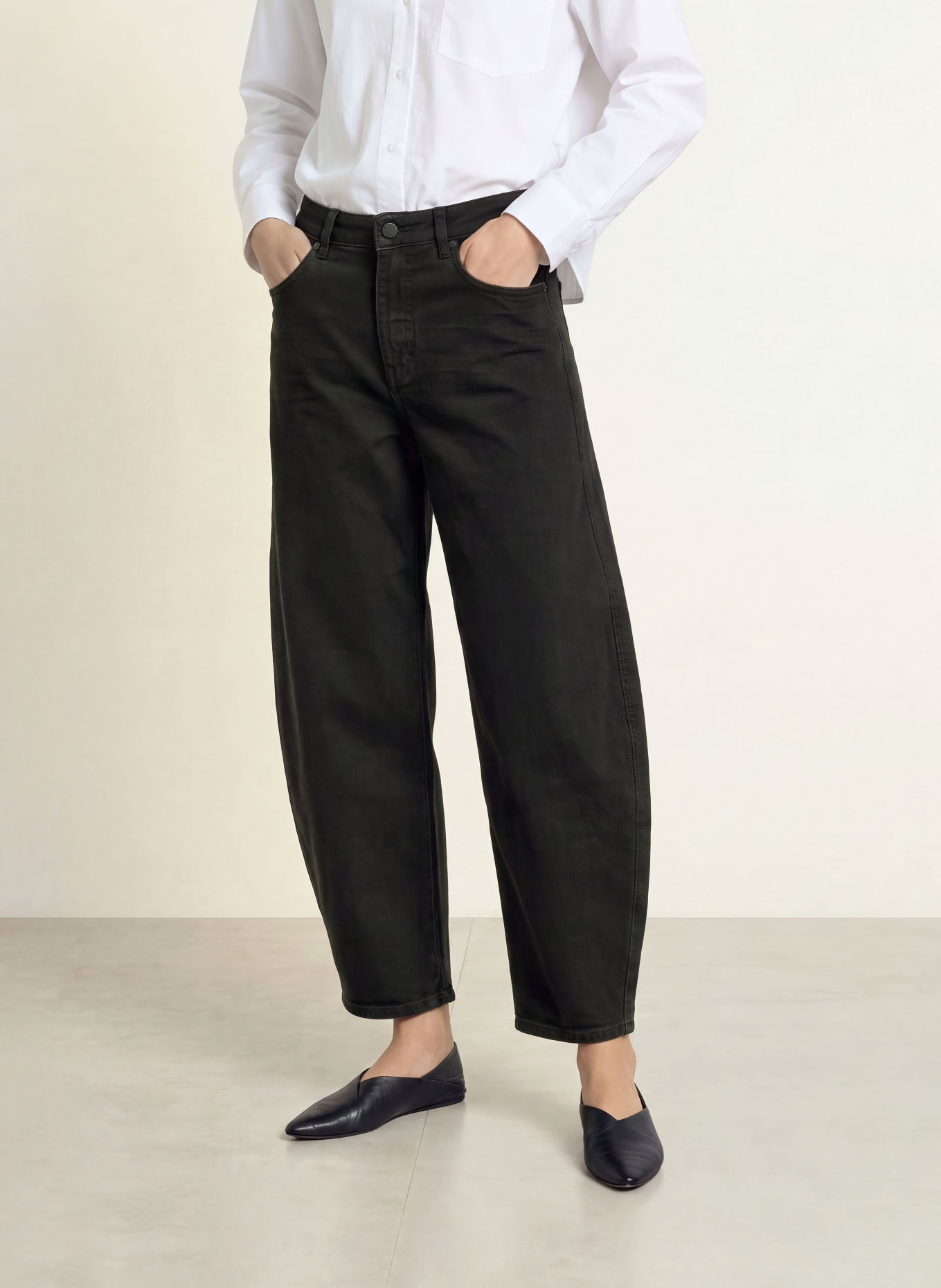 OPUS PANTS Barrel džíny MARI LEAP: 900 BLACK