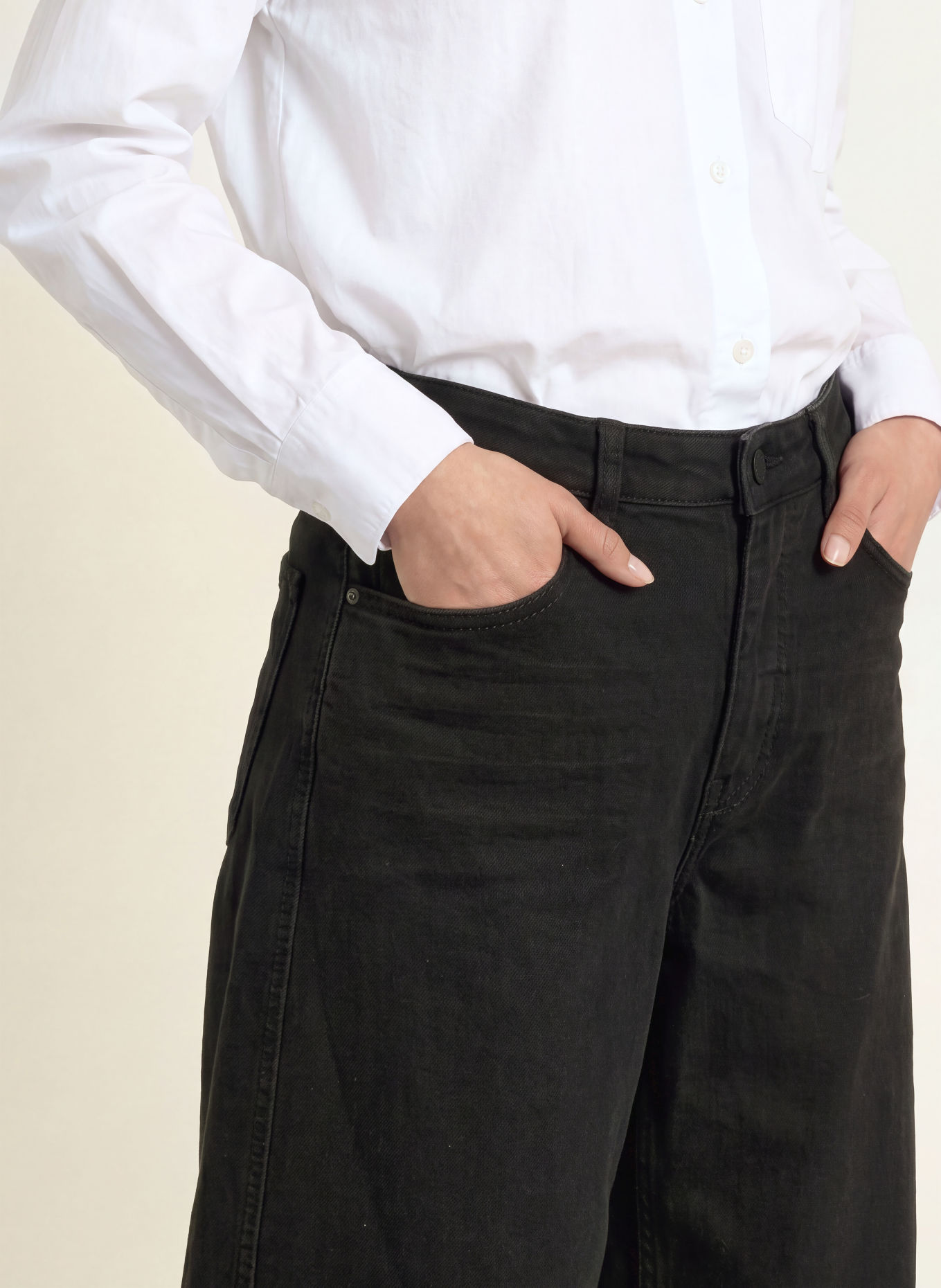 OPUS PANTS Barrel džíny MARI LEAP: 900 BLACK