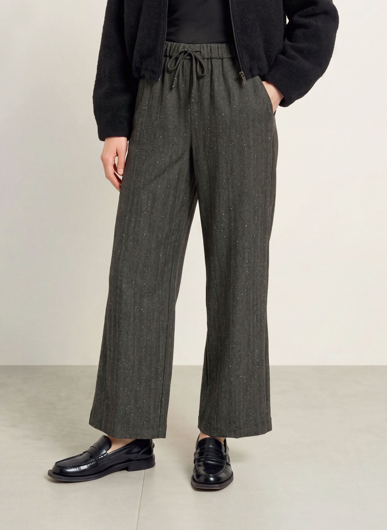 OPUS PANTS MUCIA MOVE Trousers: DARK GRAY