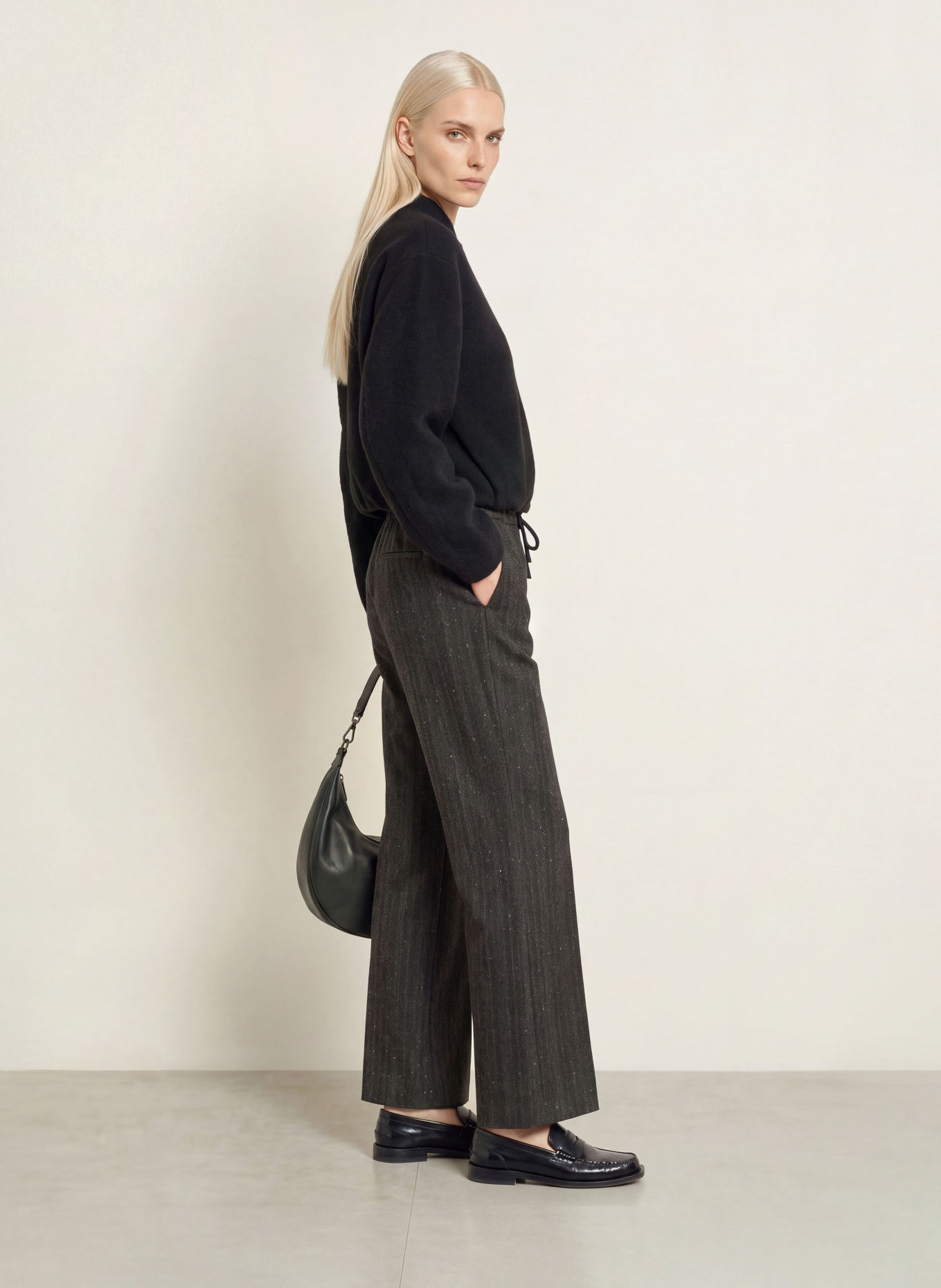 OPUS PANTS MUCIA MOVE Trousers: DARK GRAY
