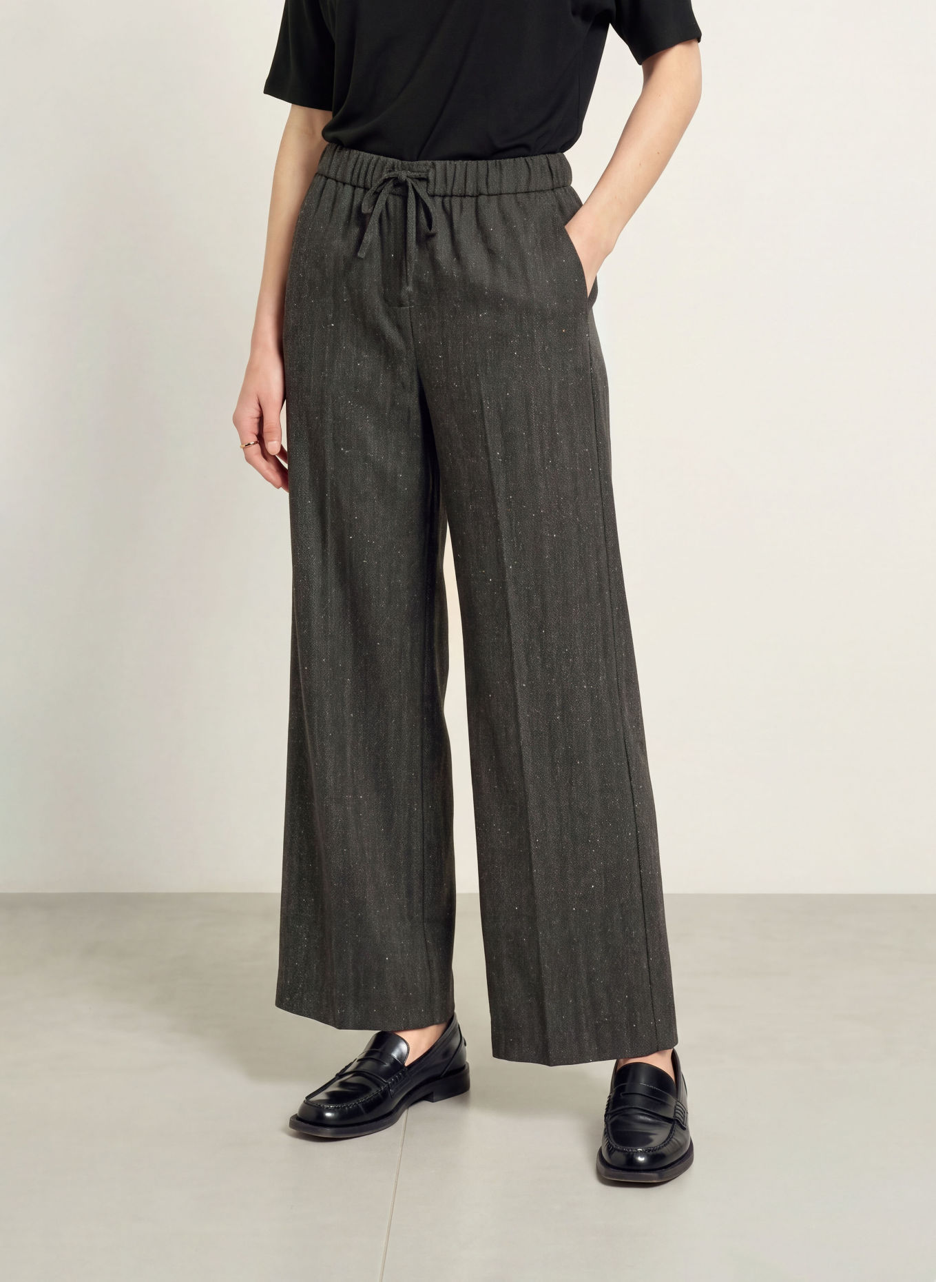 OPUS PANTS MUCIA MOVE Trousers: DARK GRAY