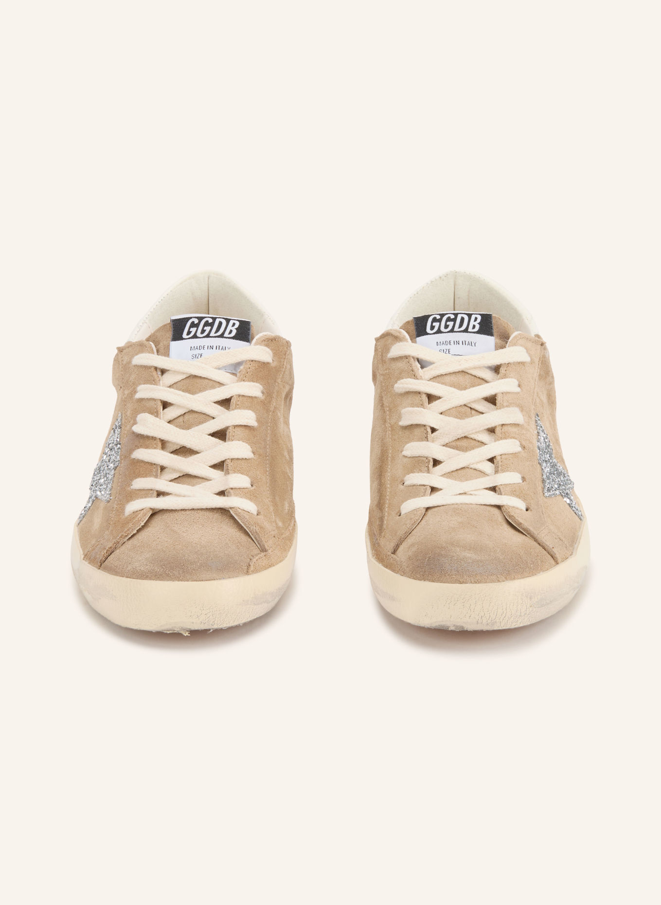 GOLDEN GOOSE Sneakersy SUPER-STAR: SVĚTLE HNĚDÁ / STŘÍBRNÁ / BÍLÁ