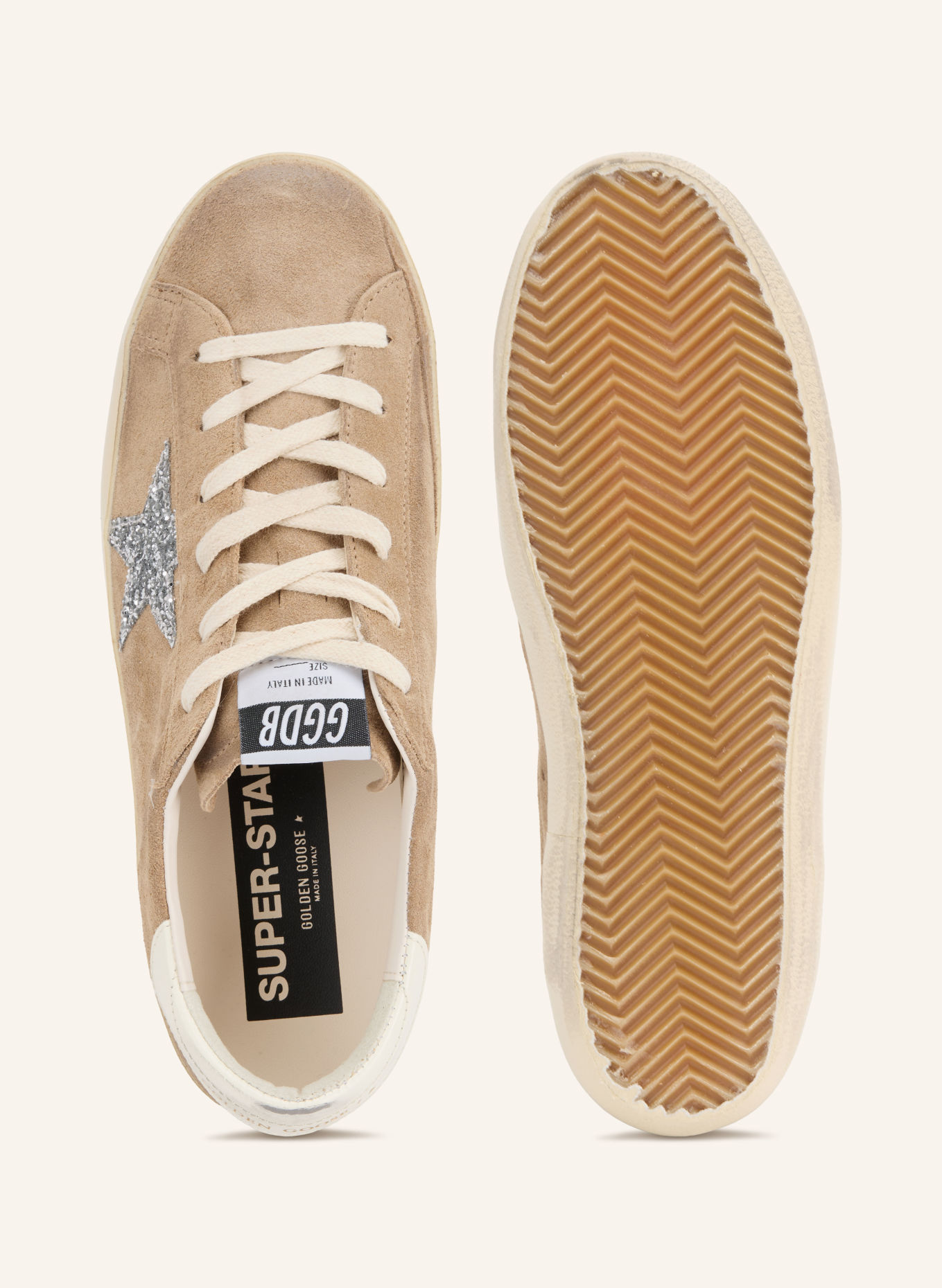 GOLDEN GOOSE Sneakersy SUPER-STAR: SVĚTLE HNĚDÁ / STŘÍBRNÁ / BÍLÁ