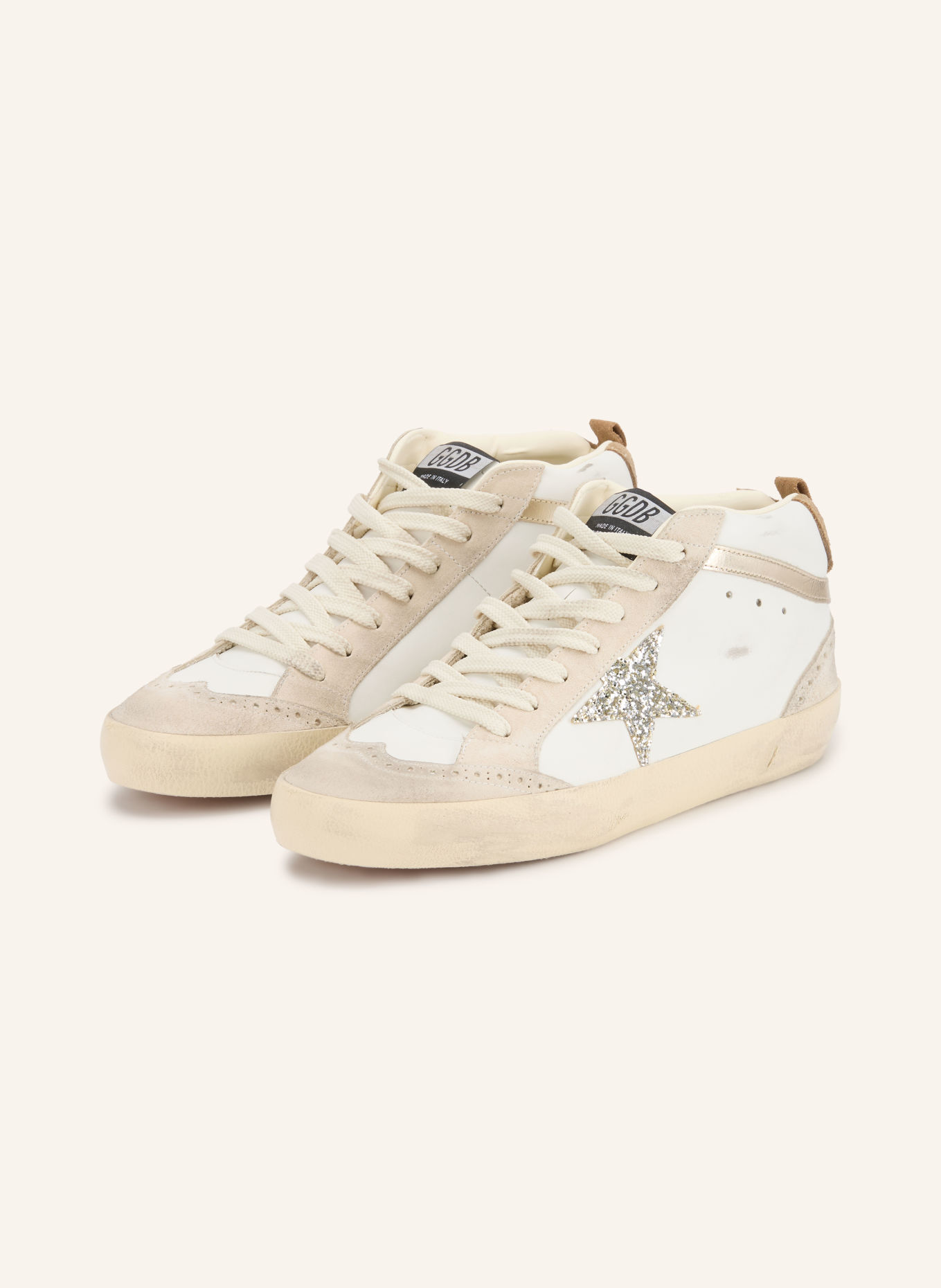 GOLDEN GOOSE Kotníkové tenisky MID STAR: SVĚTLE ŠEDÁ / BÍLÁ