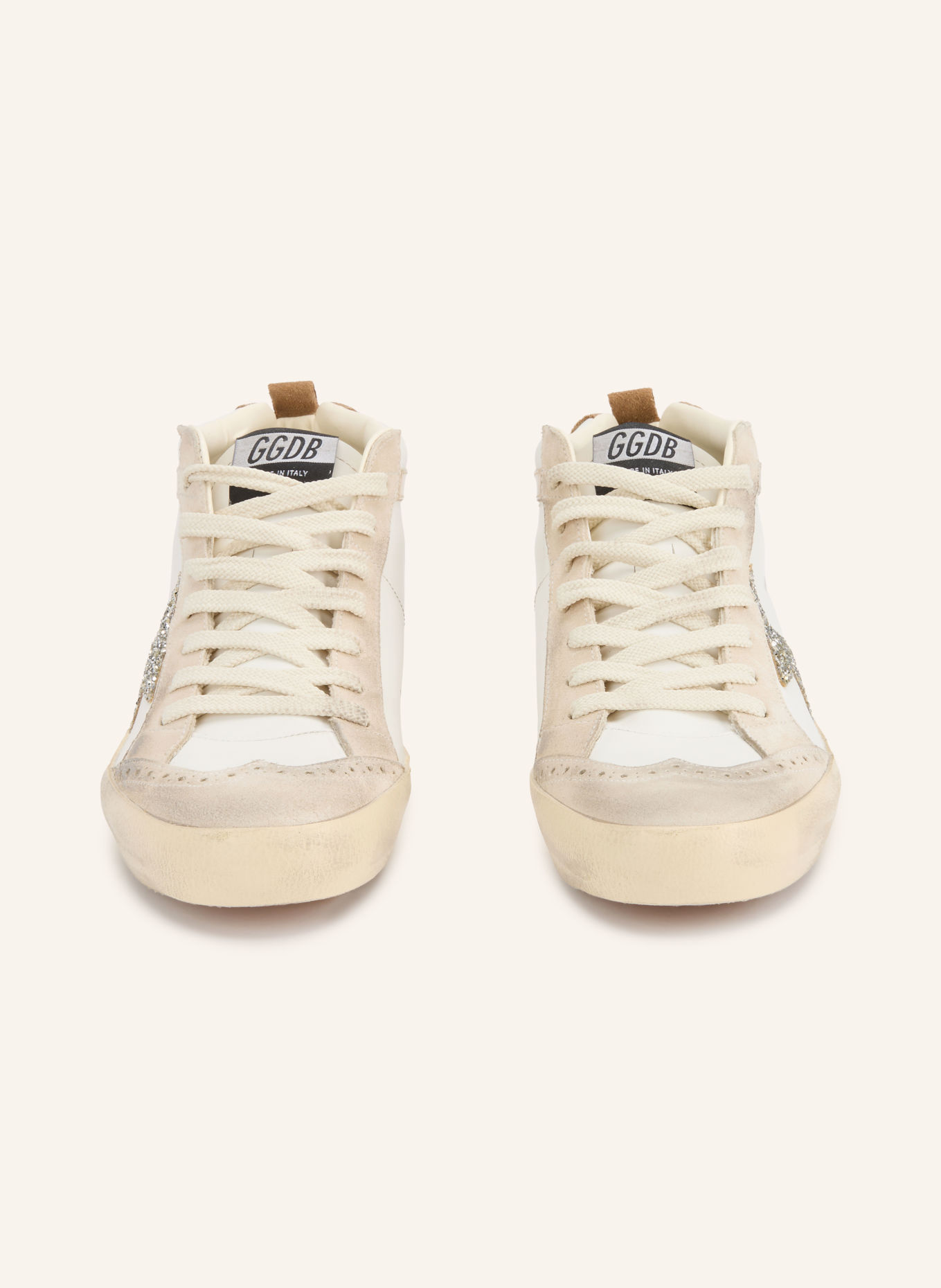 GOLDEN GOOSE Kotníkové tenisky MID STAR: SVĚTLE ŠEDÁ / BÍLÁ