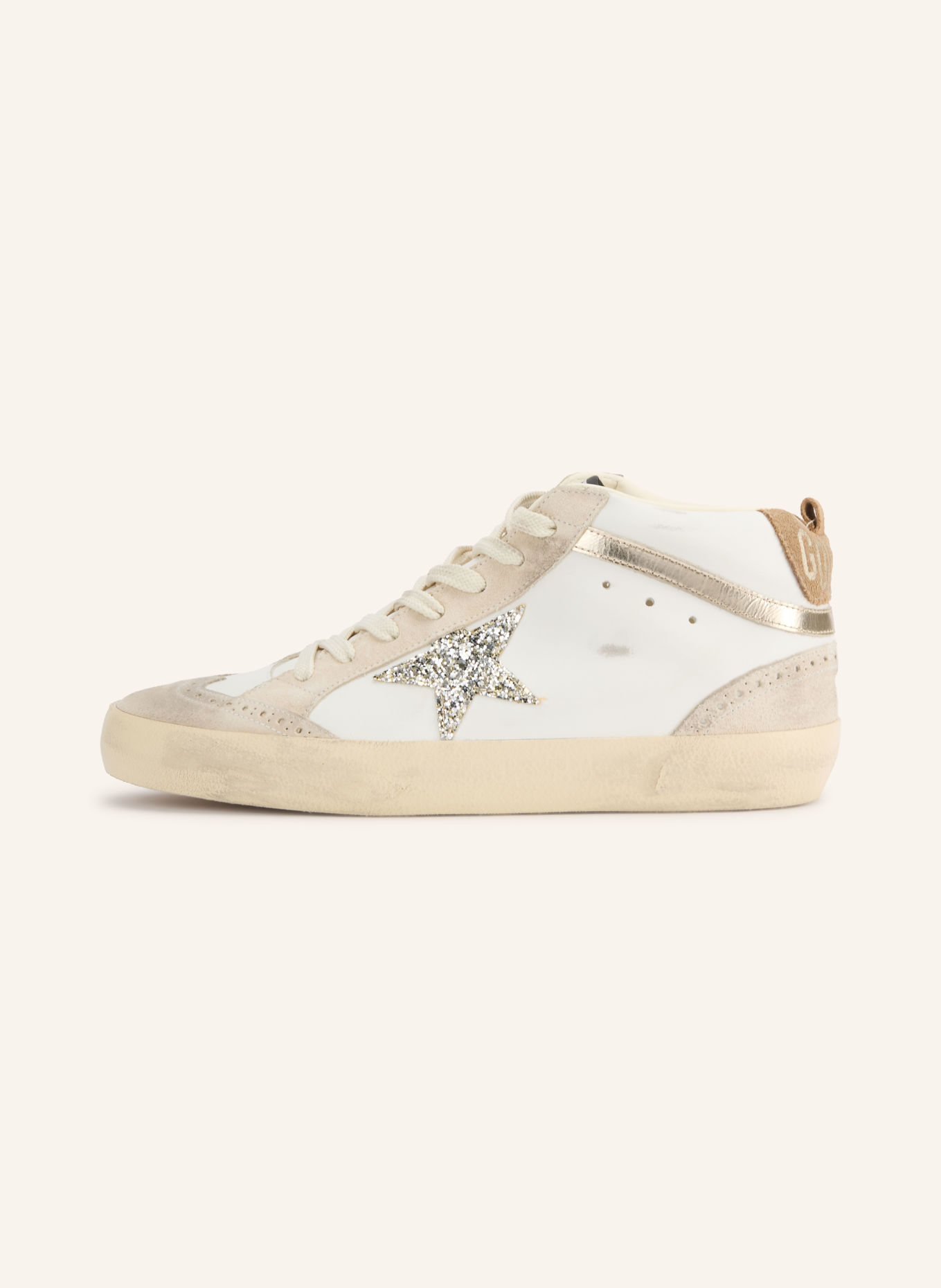 GOLDEN GOOSE Kotníkové tenisky MID STAR: SVĚTLE ŠEDÁ / BÍLÁ