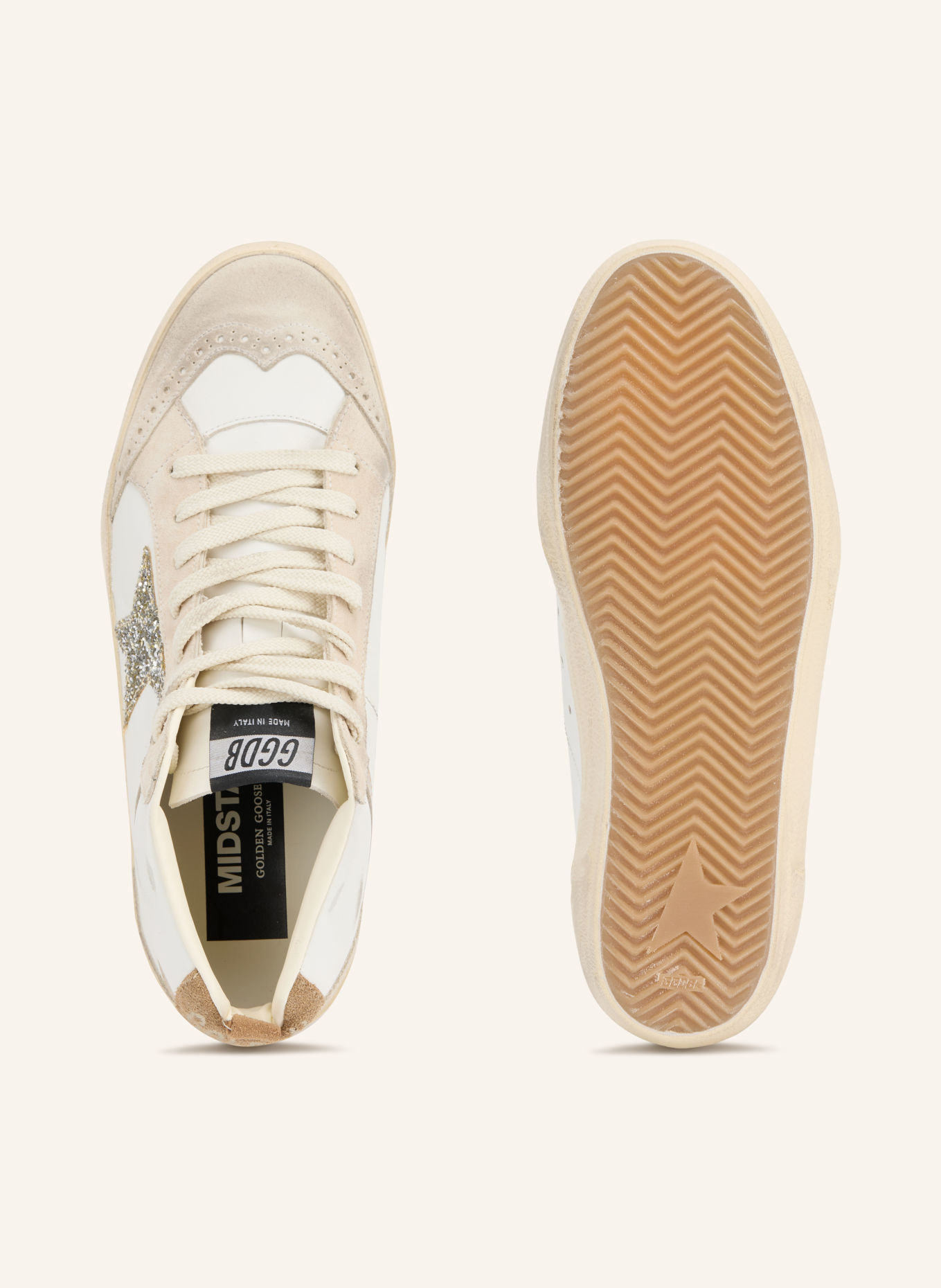 GOLDEN GOOSE Kotníkové tenisky MID STAR: SVĚTLE ŠEDÁ / BÍLÁ