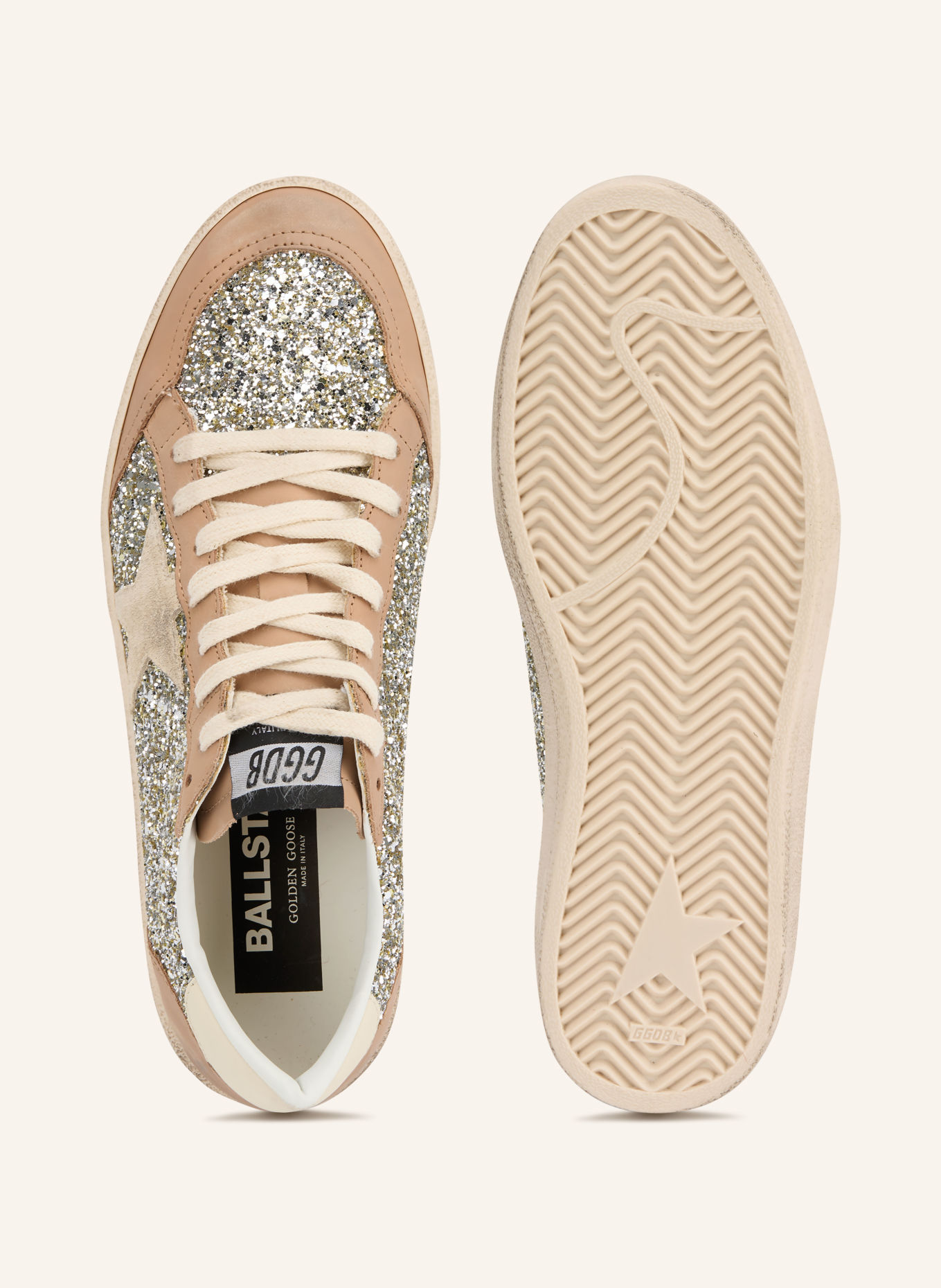 GOLDEN GOOSE Sneakers BALL STAR: VIEUX ROSE / ZILVER / CRÈME