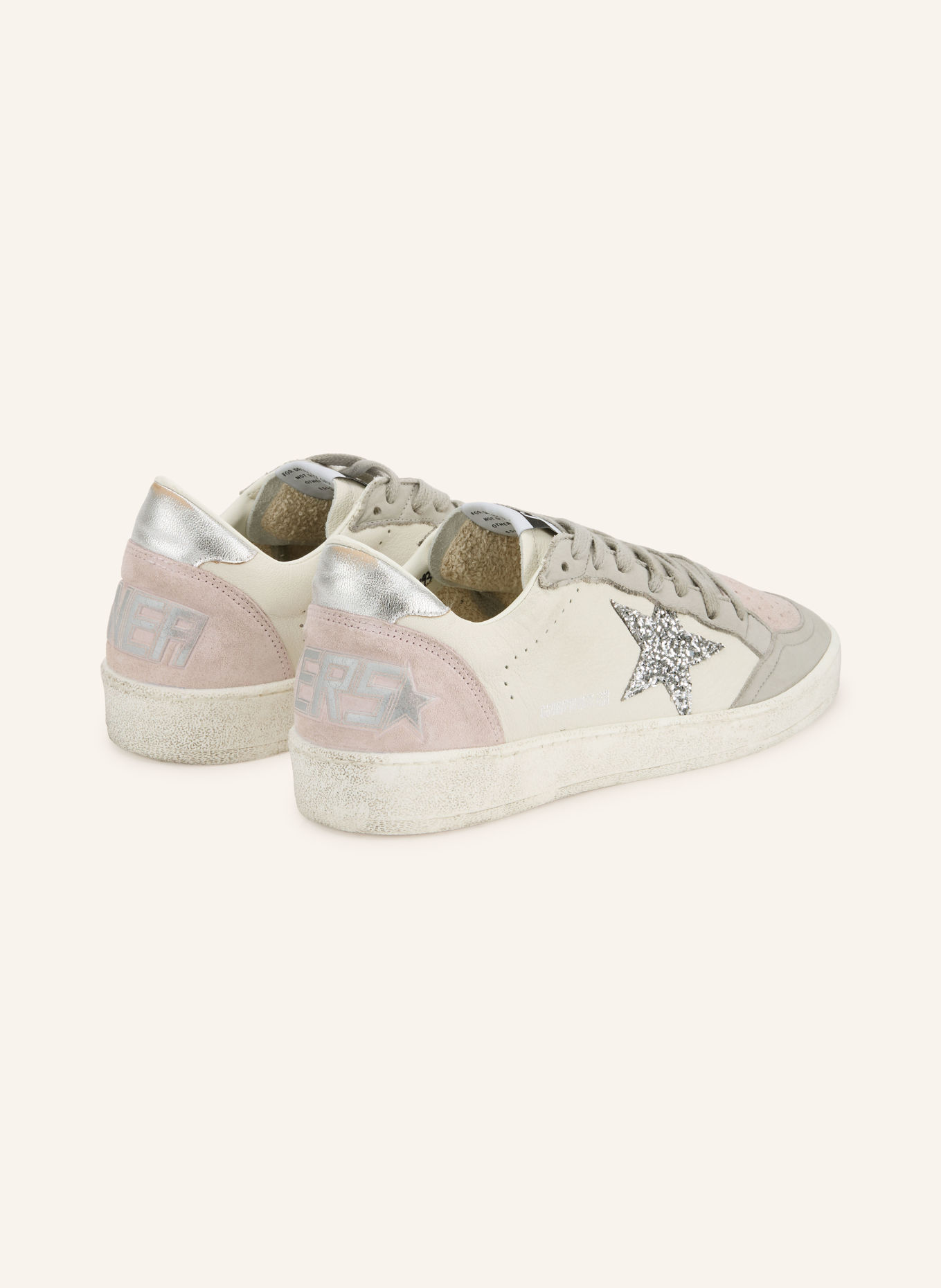 GOLDEN GOOSE Sneakersy BALL STAR: ŠEDÁ / RŮŽOVÁ / KRÉMOVÁ