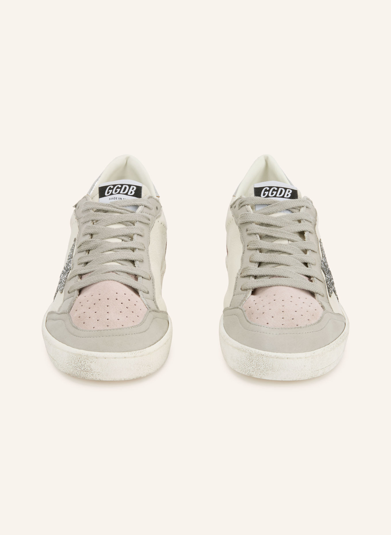 GOLDEN GOOSE Sneakersy BALL STAR: ŠEDÁ / RŮŽOVÁ / KRÉMOVÁ