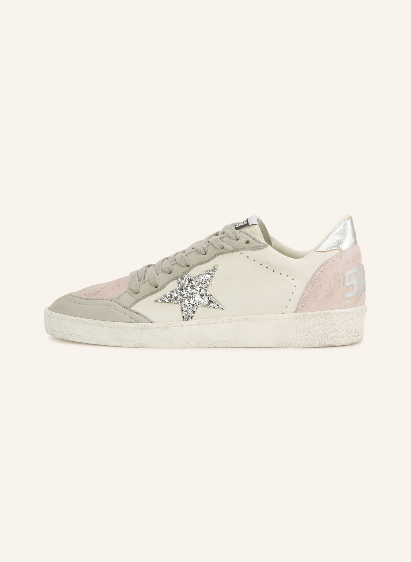 GOLDEN GOOSE Sneakersy BALL STAR: ŠEDÁ / RŮŽOVÁ / KRÉMOVÁ