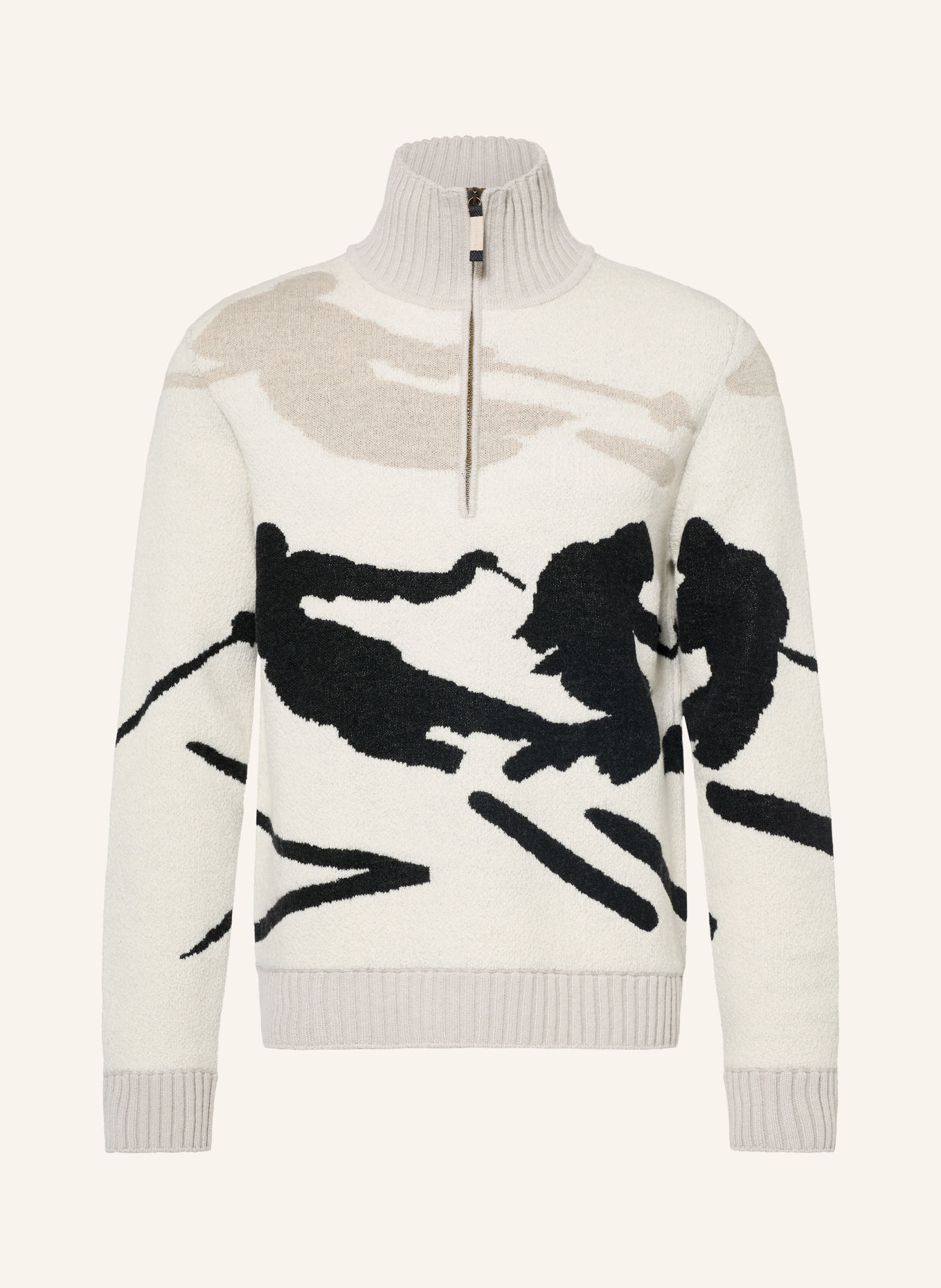 FRAUENSCHUH ELIS-ME half-zip sweater with Merino Wool: CREAM / BEIGE / BLACK