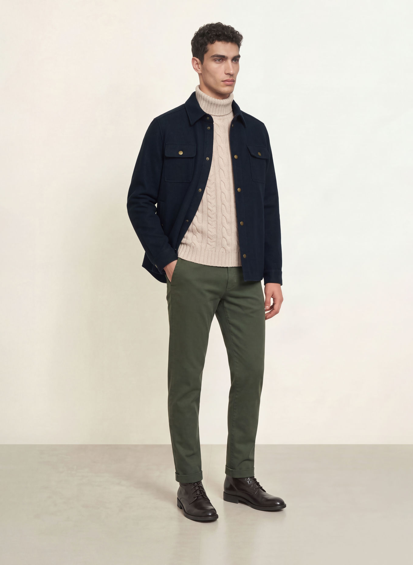 FRAUENSCHUH VALENTIN Overshirt made of merino wool: DARK BLUE