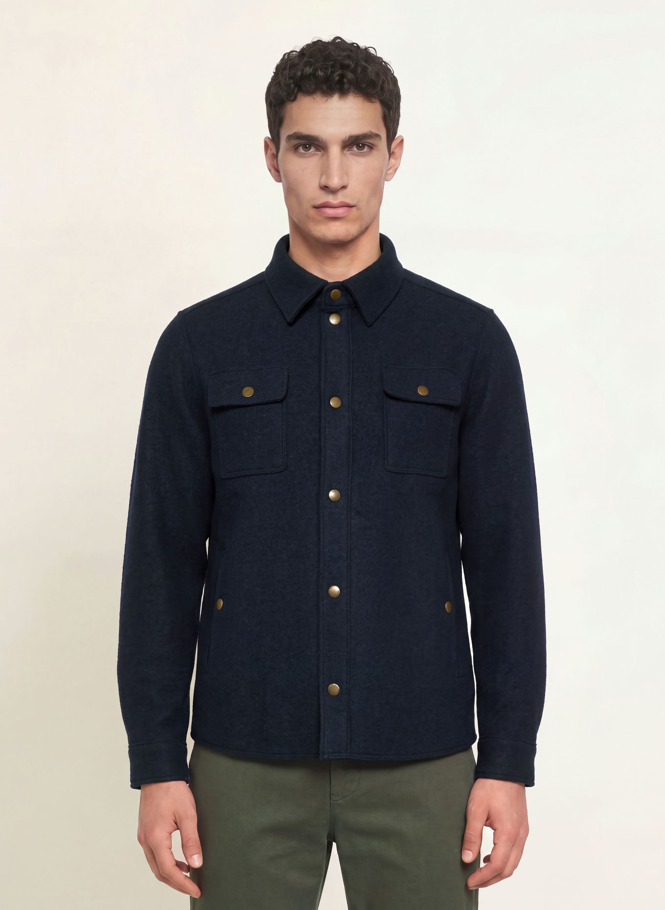 FRAUENSCHUH VALENTIN Overshirt made of merino wool: DARK BLUE