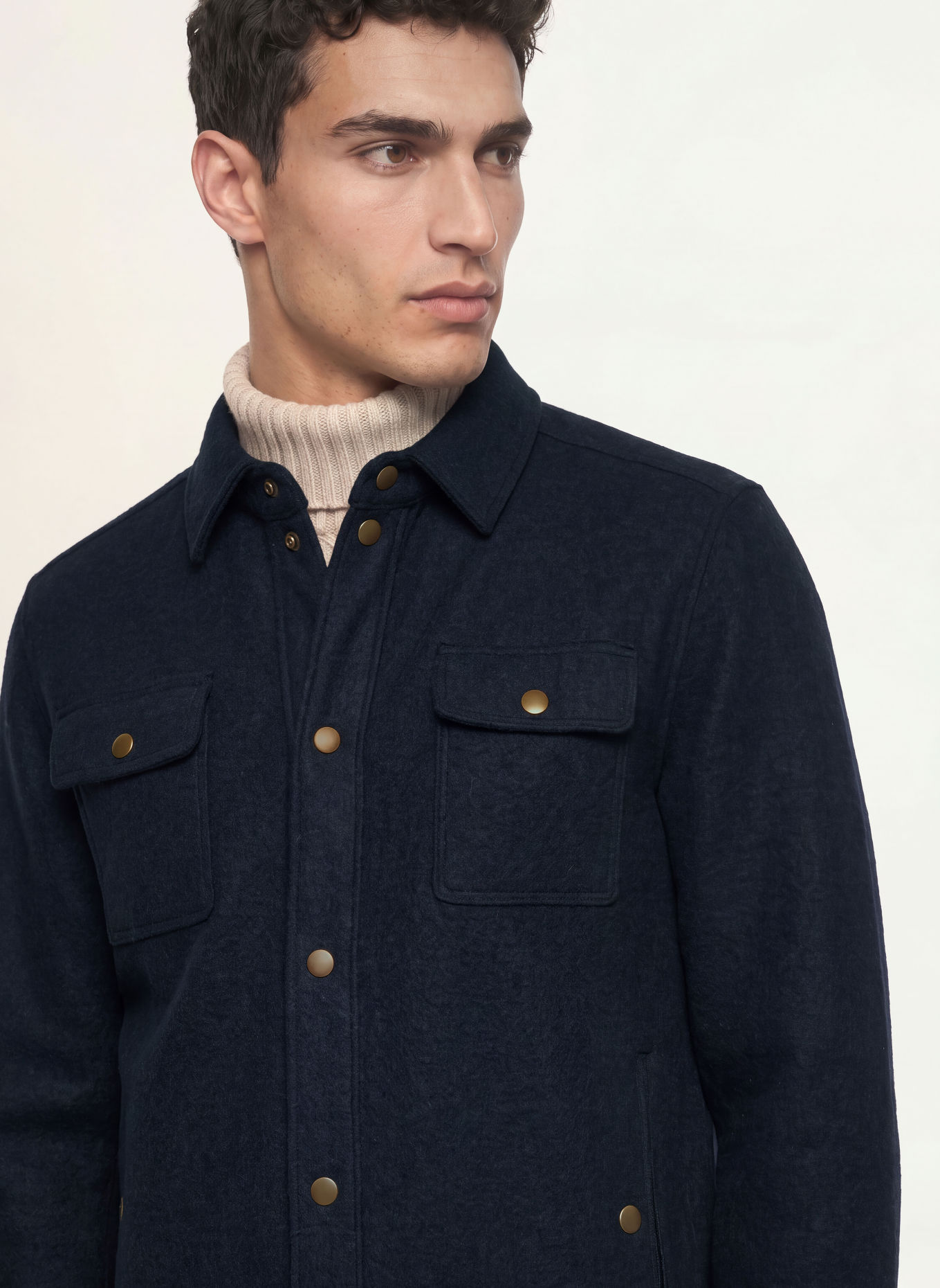 FRAUENSCHUH VALENTIN Overshirt made of merino wool: DARK BLUE