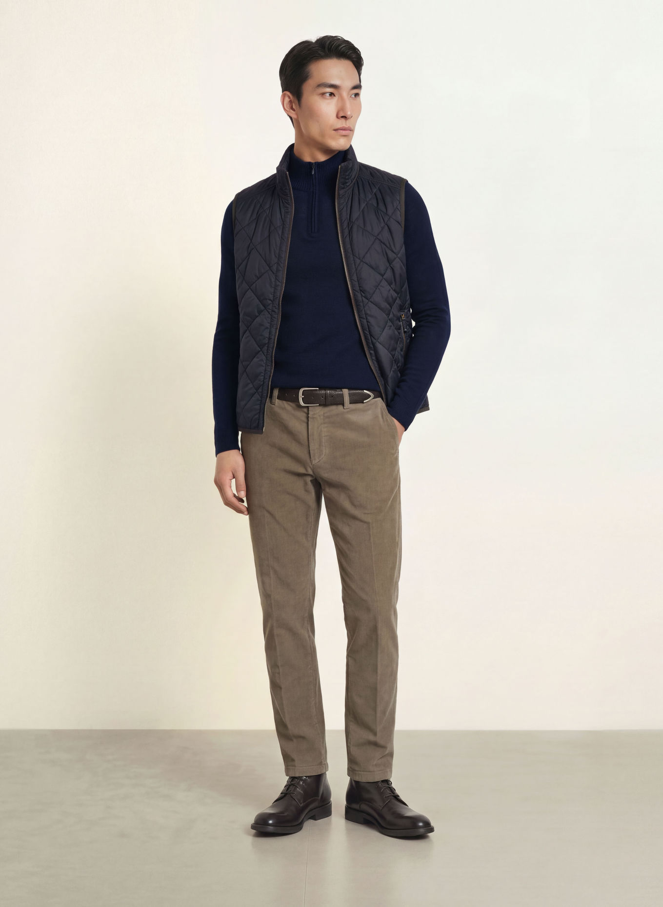 FRAUENSCHUH Half-zip sweater LEO-MW Merino Wool Turtleneck: DARK BLUE
