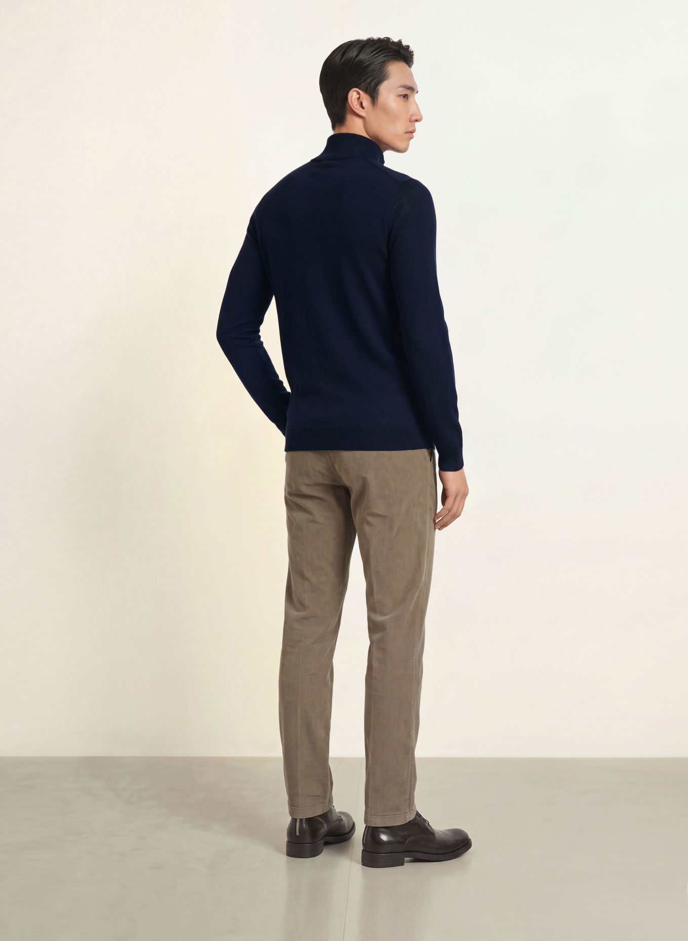 FRAUENSCHUH Half-zip sweater LEO-MW Merino Wool Turtleneck: DARK BLUE