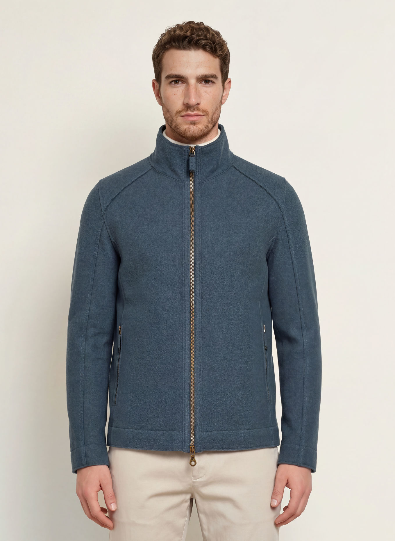FRAUENSCHUH Veste HUGO en laine mérinos: BLEU GRIS