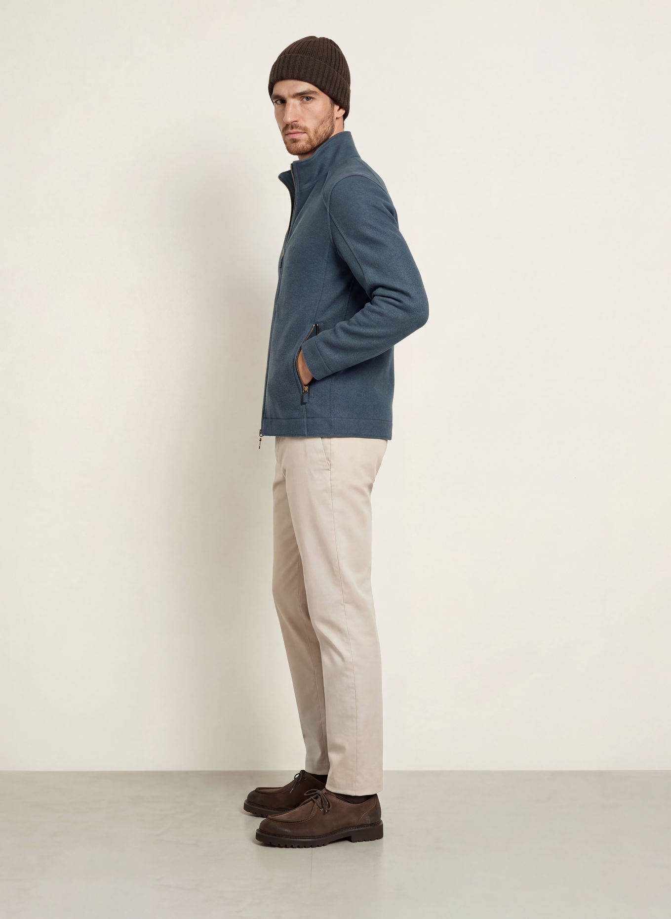 FRAUENSCHUH Veste HUGO en laine mérinos: BLEU GRIS