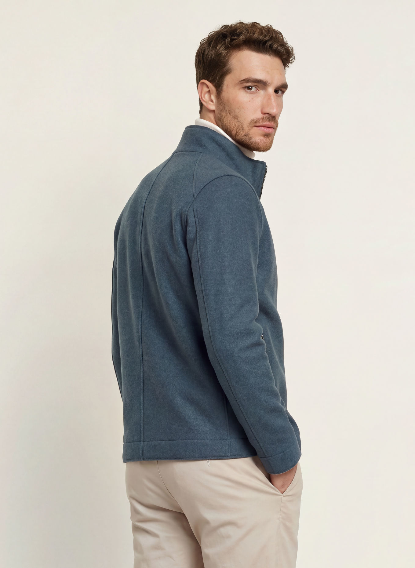 FRAUENSCHUH Veste HUGO en laine mérinos: BLEU GRIS