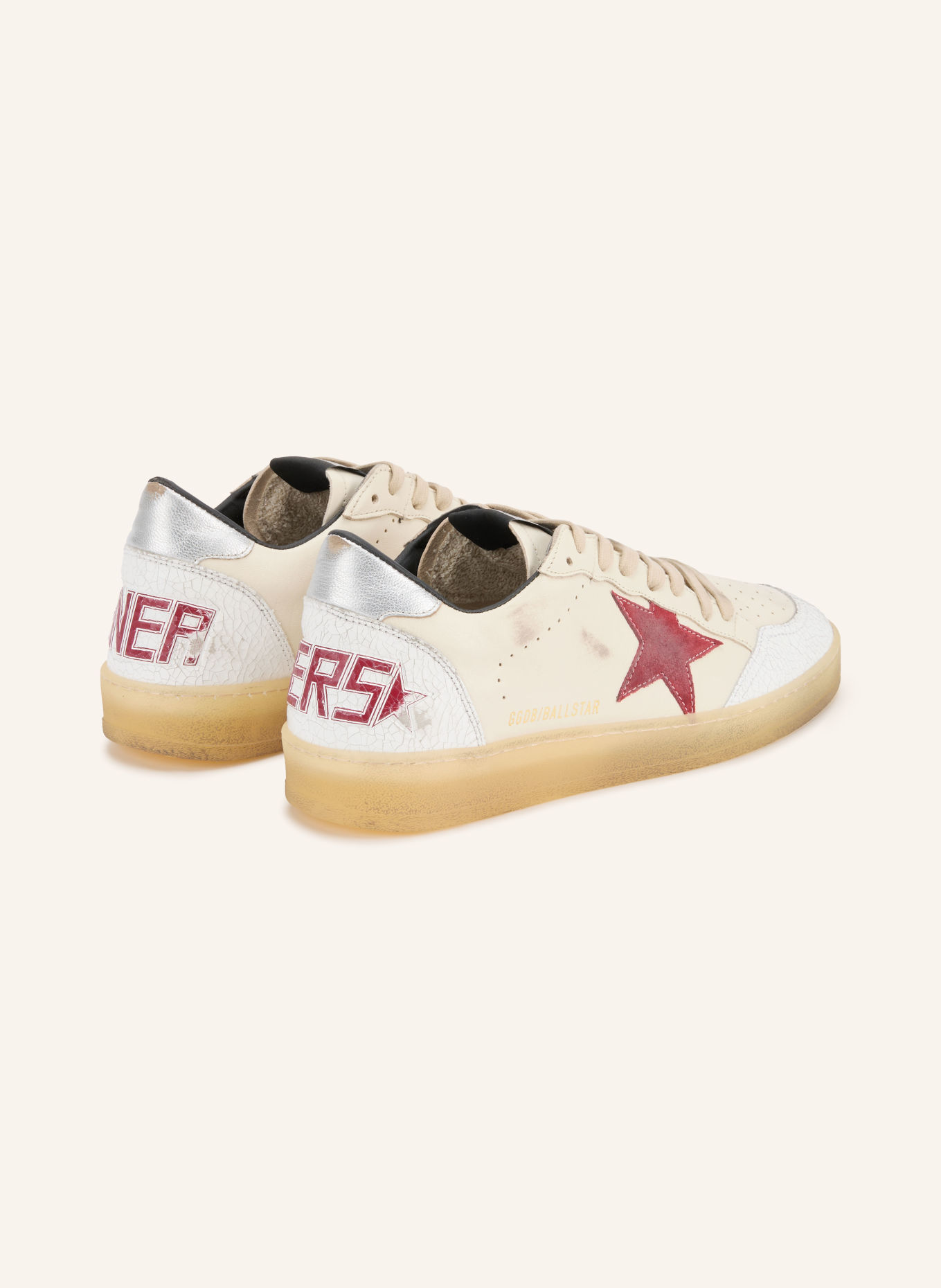 GOLDEN GOOSE Adidași BALL STAR: BEJ / ROȘU ÎNCHIS / ALB