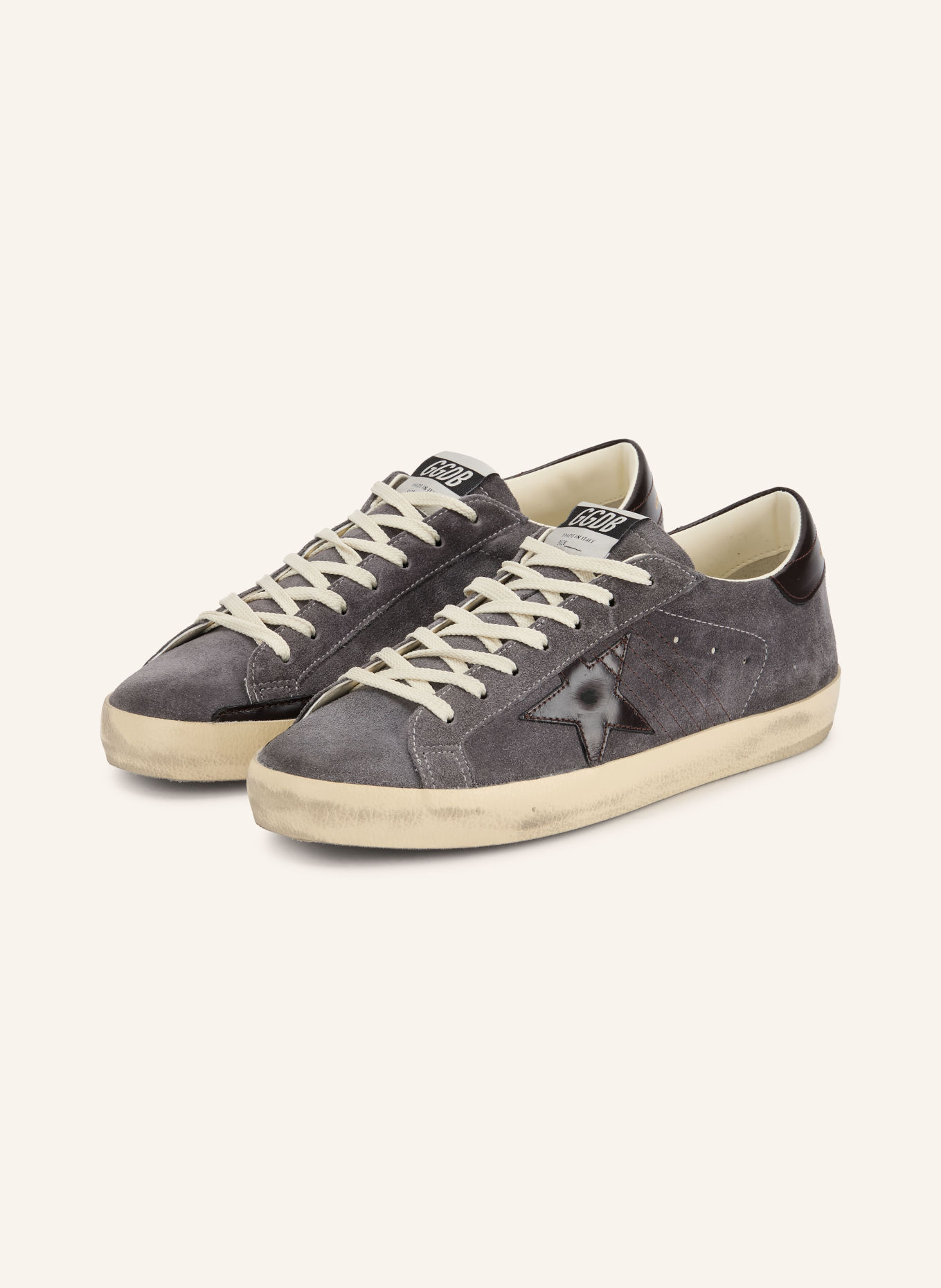 GOLDEN GOOSE Adidași SUPER-STAR: GRI ÎNCHIS / MARO ÎNCHIS
