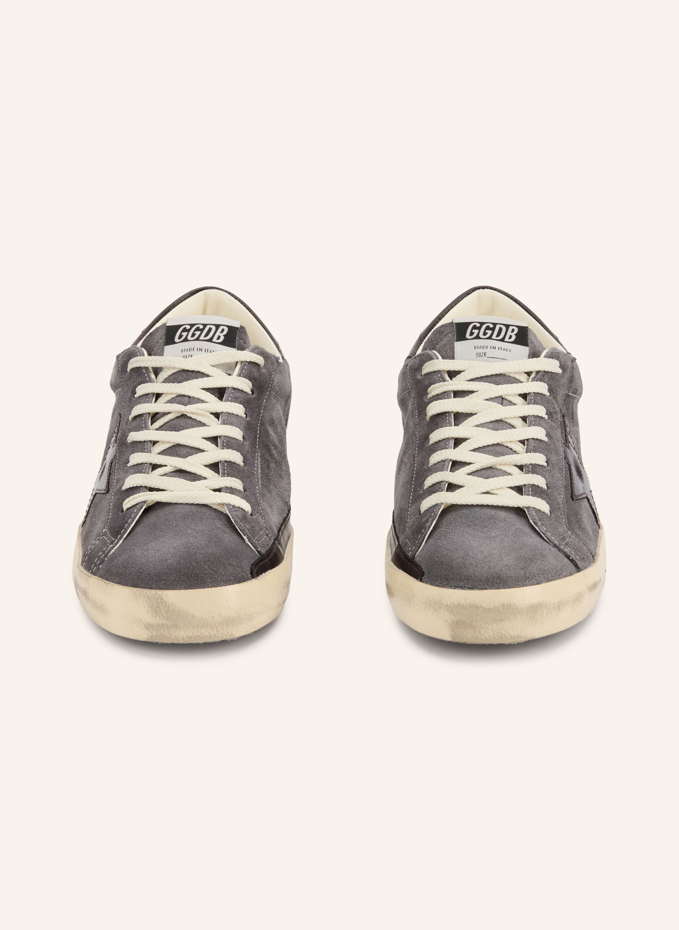 GOLDEN GOOSE Adidași SUPER-STAR: GRI ÎNCHIS / MARO ÎNCHIS