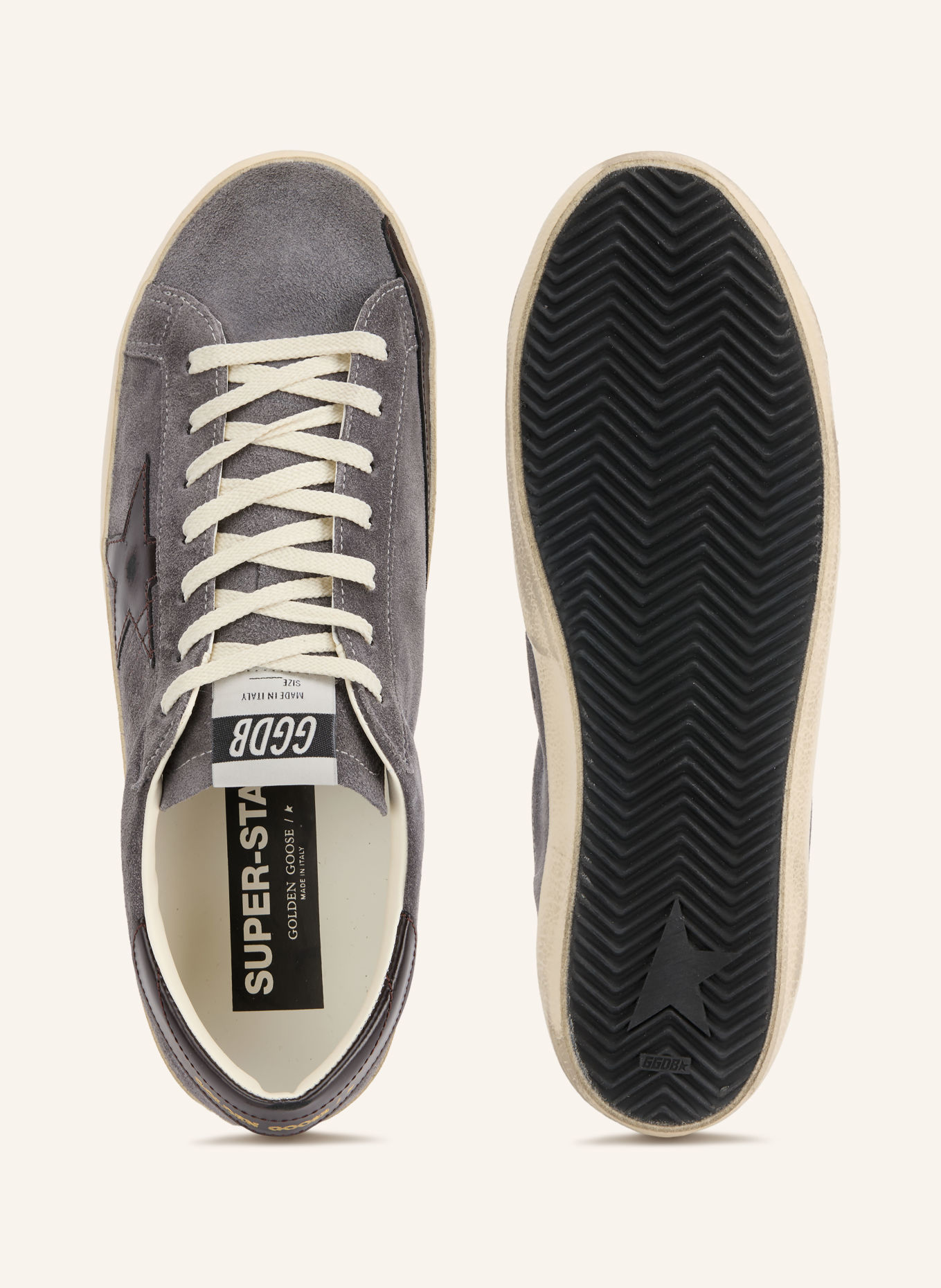 GOLDEN GOOSE Adidași SUPER-STAR: GRI ÎNCHIS / MARO ÎNCHIS