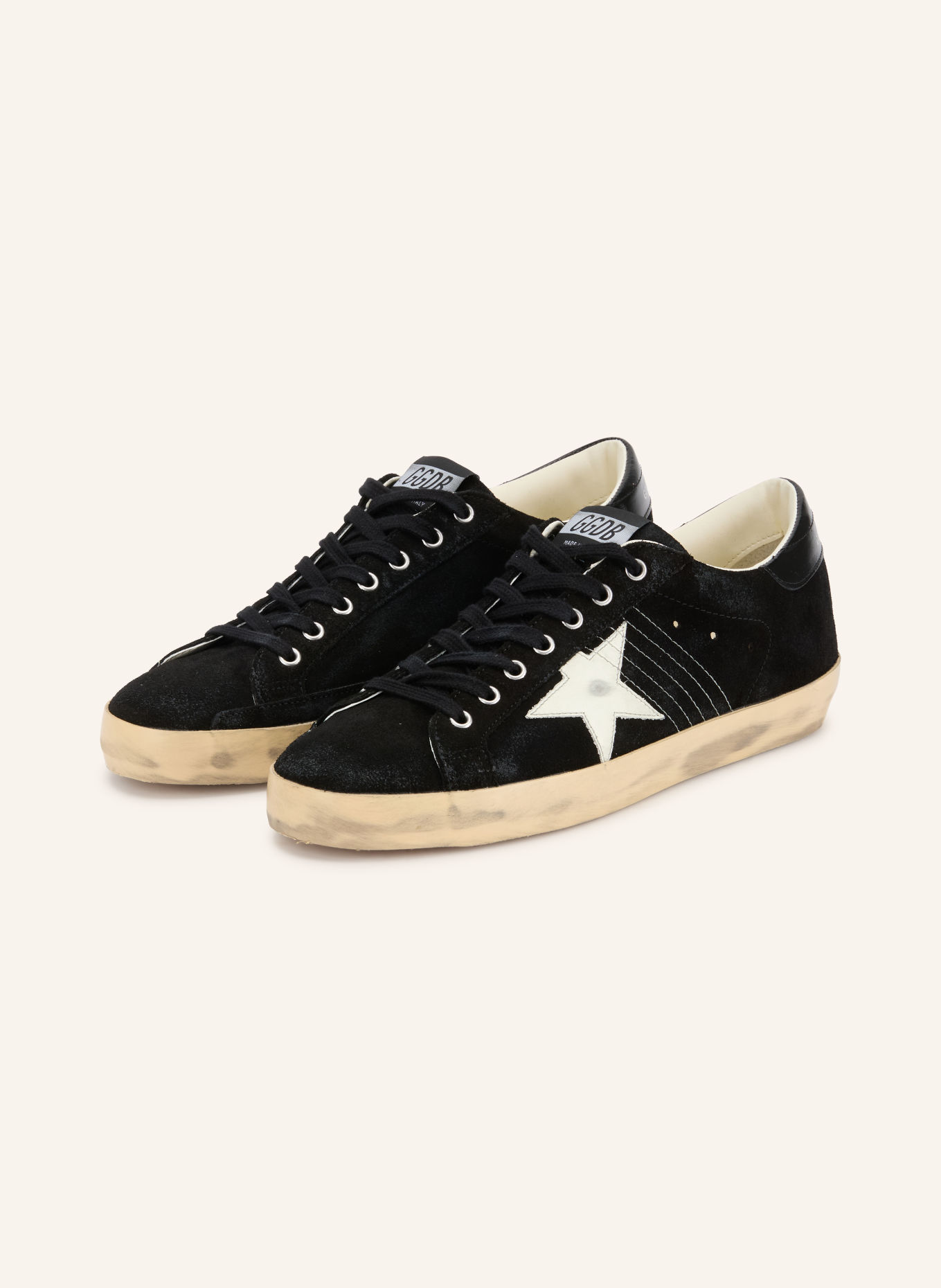 GOLDEN GOOSE Adidași SUPER-STAR: NEGRU / CREM