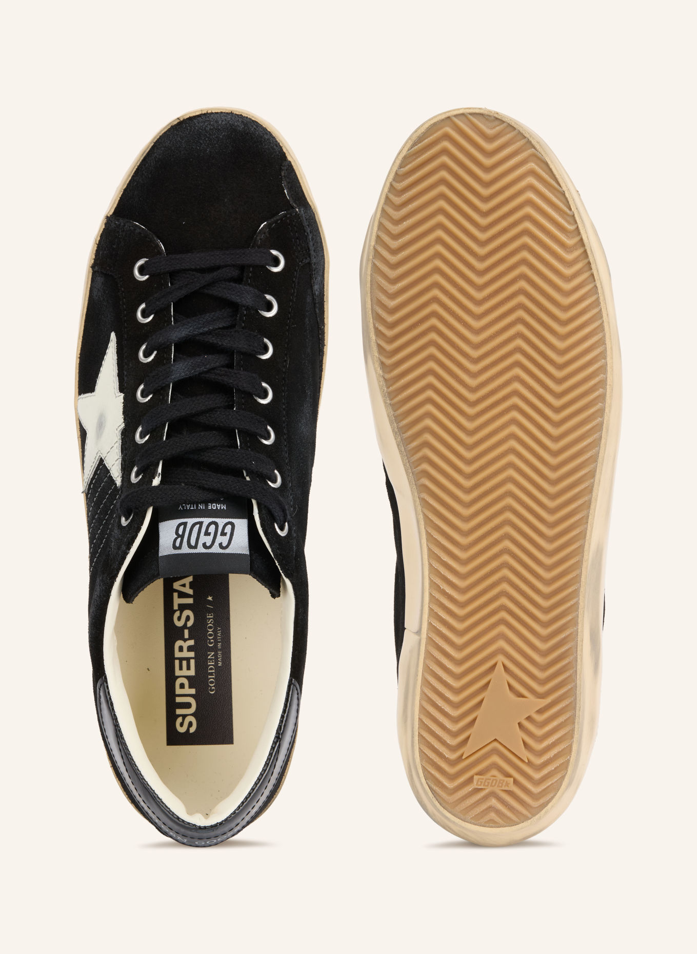 GOLDEN GOOSE Adidași SUPER-STAR: NEGRU / CREM