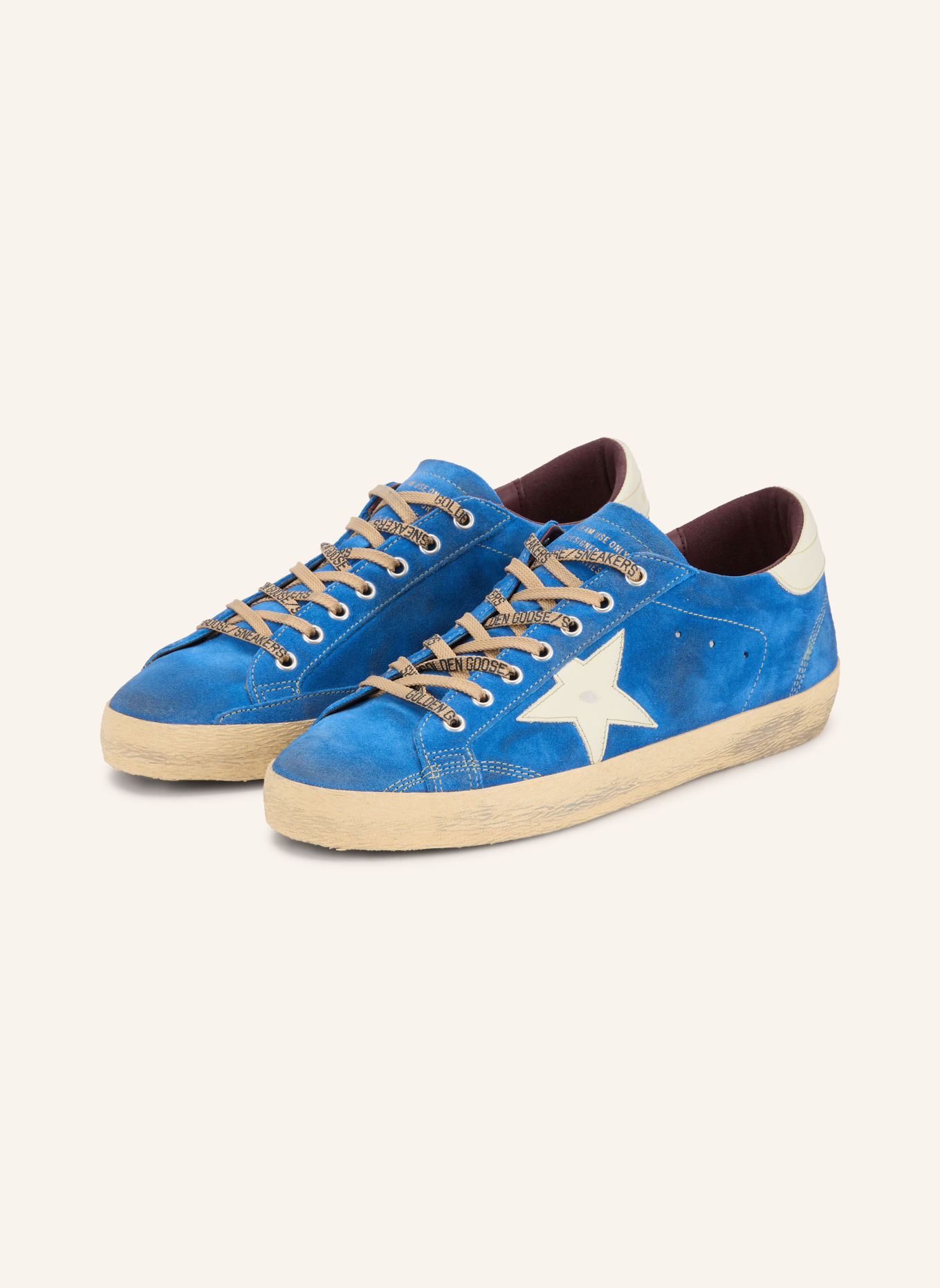 GOLDEN GOOSE Adidași SUPER-STAR: ALBASTRU / CREM