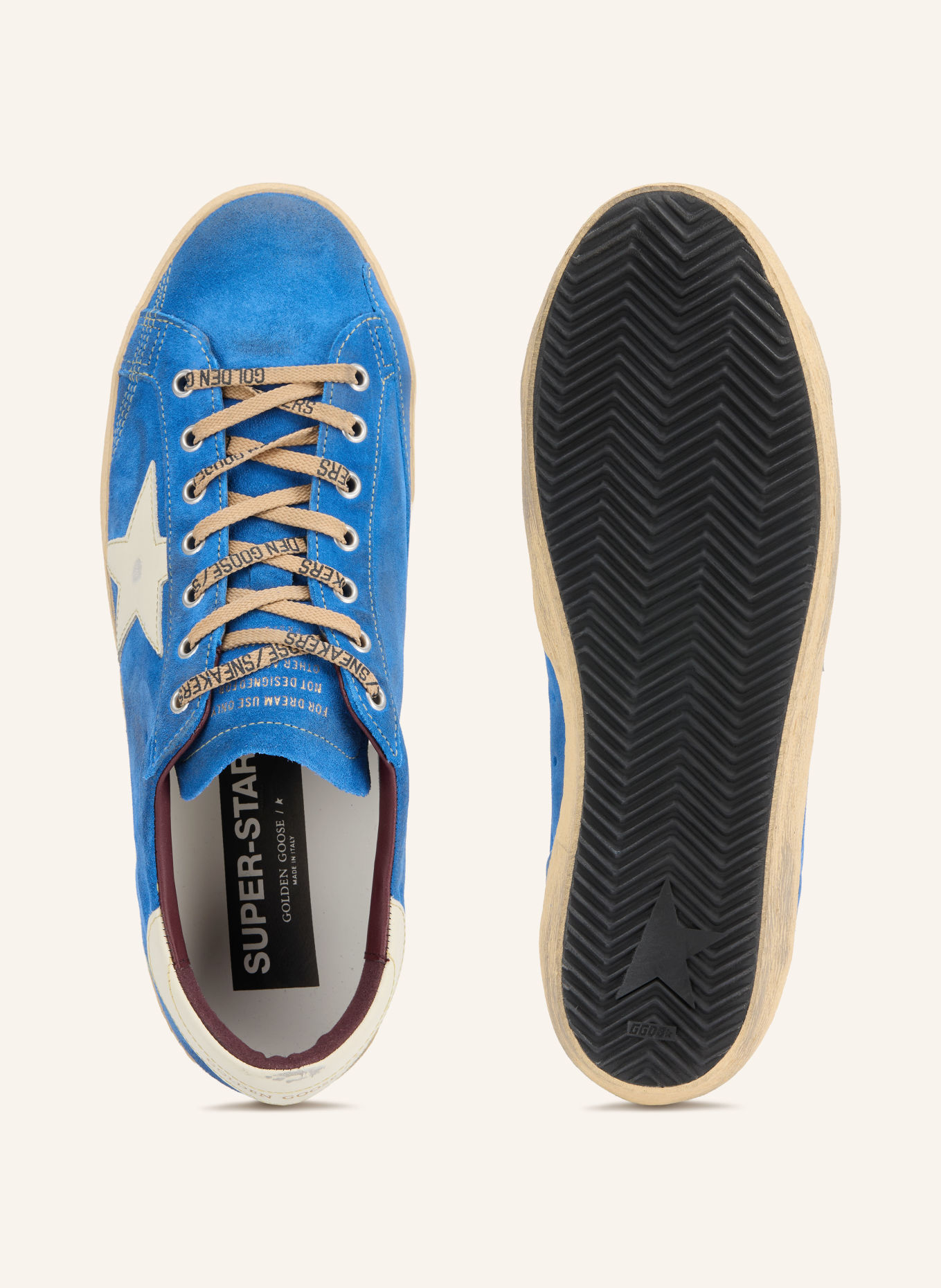 GOLDEN GOOSE Adidași SUPER-STAR: ALBASTRU / CREM