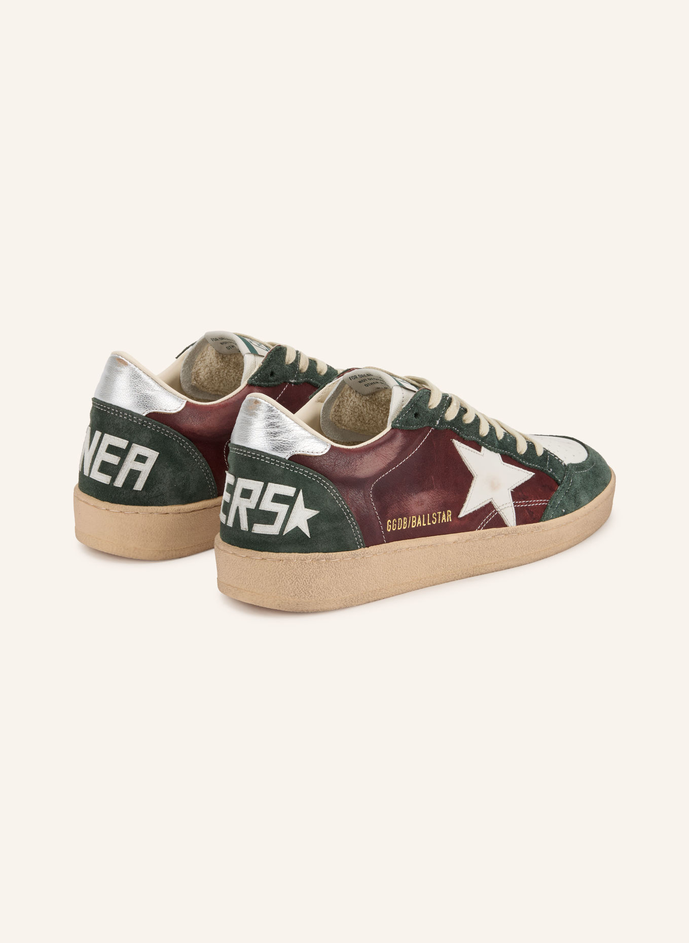 GOLDEN GOOSE Adidași BALL STAR: VERDE ÎNCHIS / ROȘU ÎNCHIS / ALB