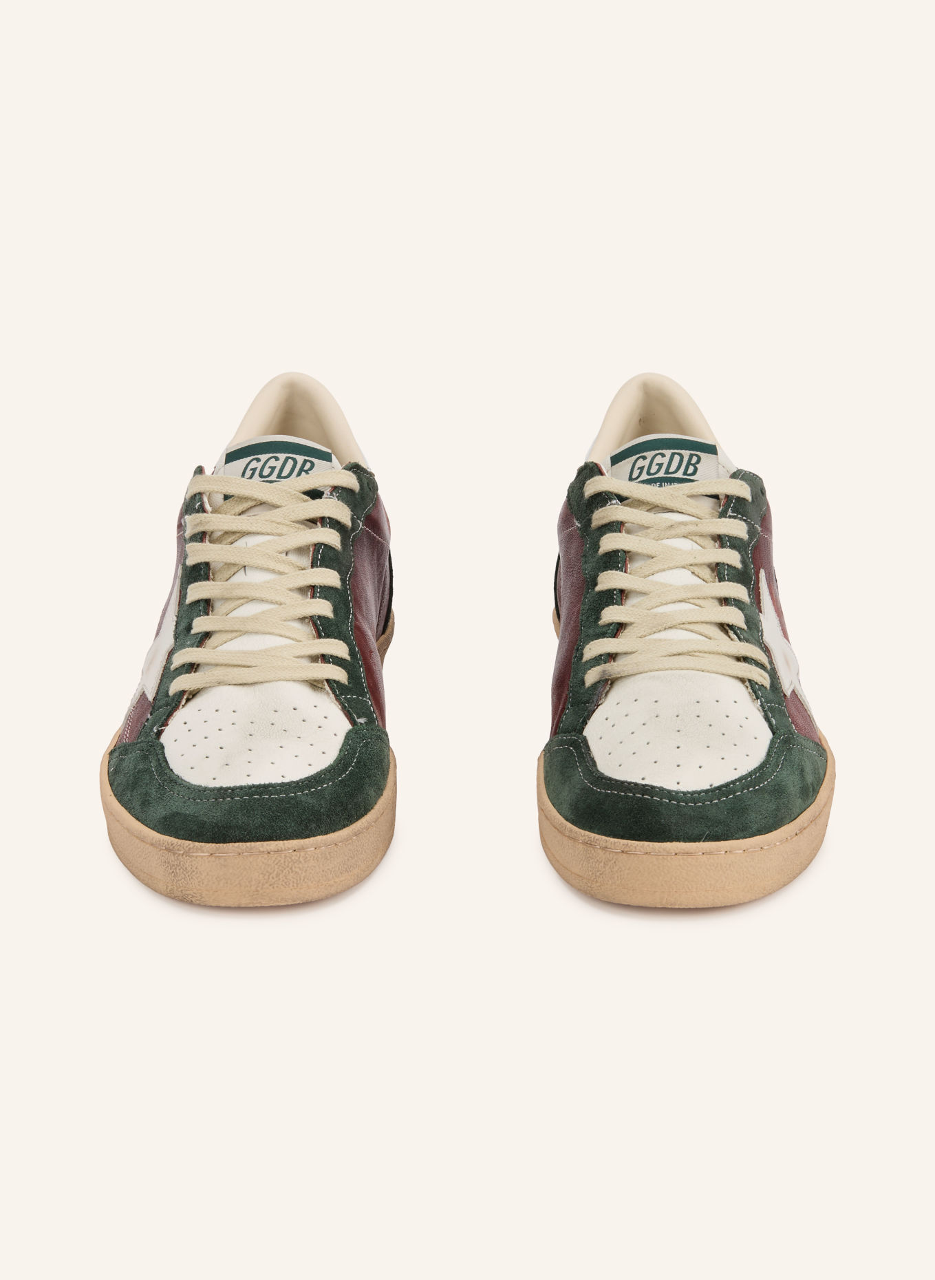 GOLDEN GOOSE Adidași BALL STAR: VERDE ÎNCHIS / ROȘU ÎNCHIS / ALB