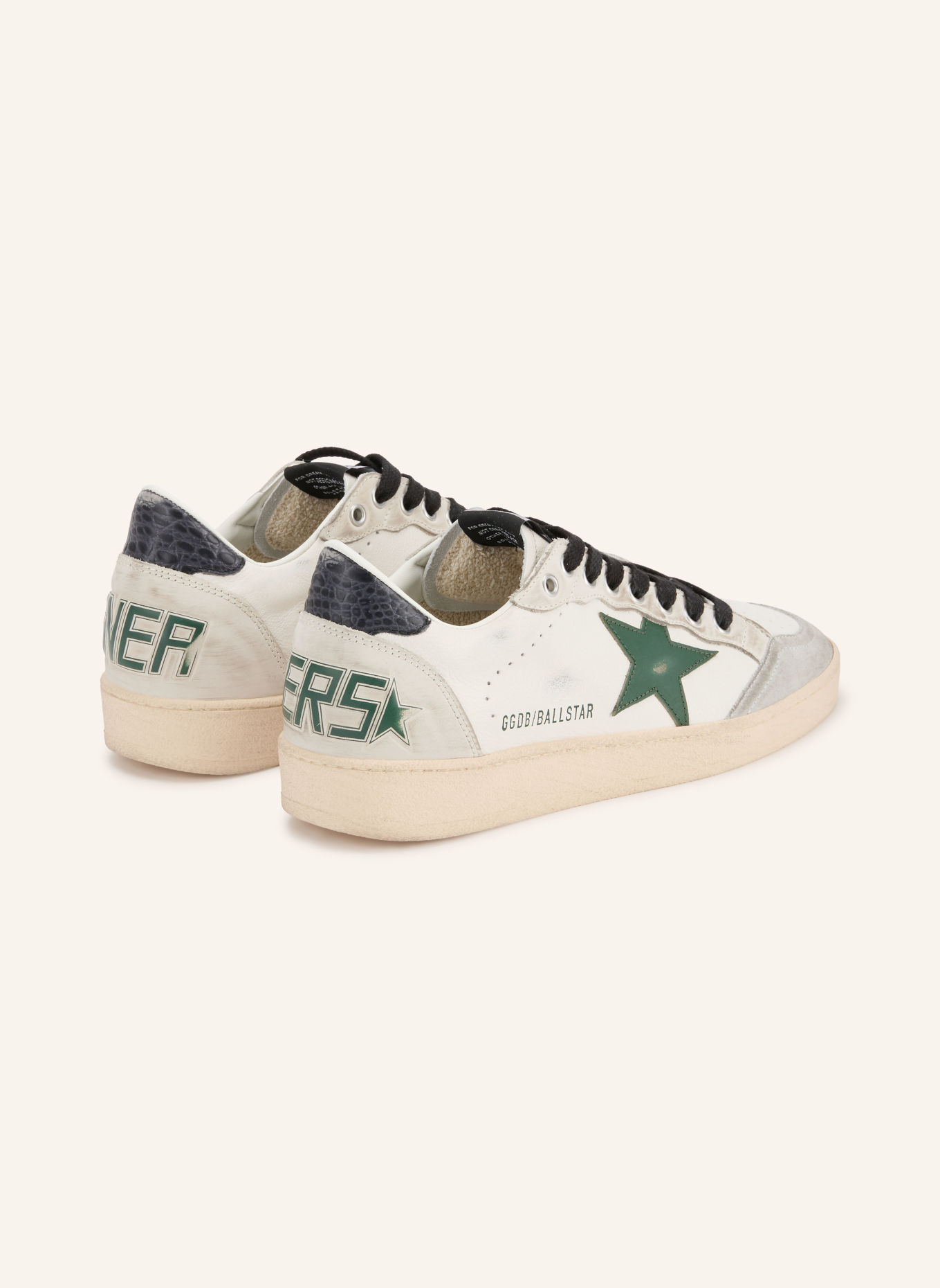 GOLDEN GOOSE Adidași BALL STAR: GRI DESCHIS / VERDE ÎNCHIS / ALB