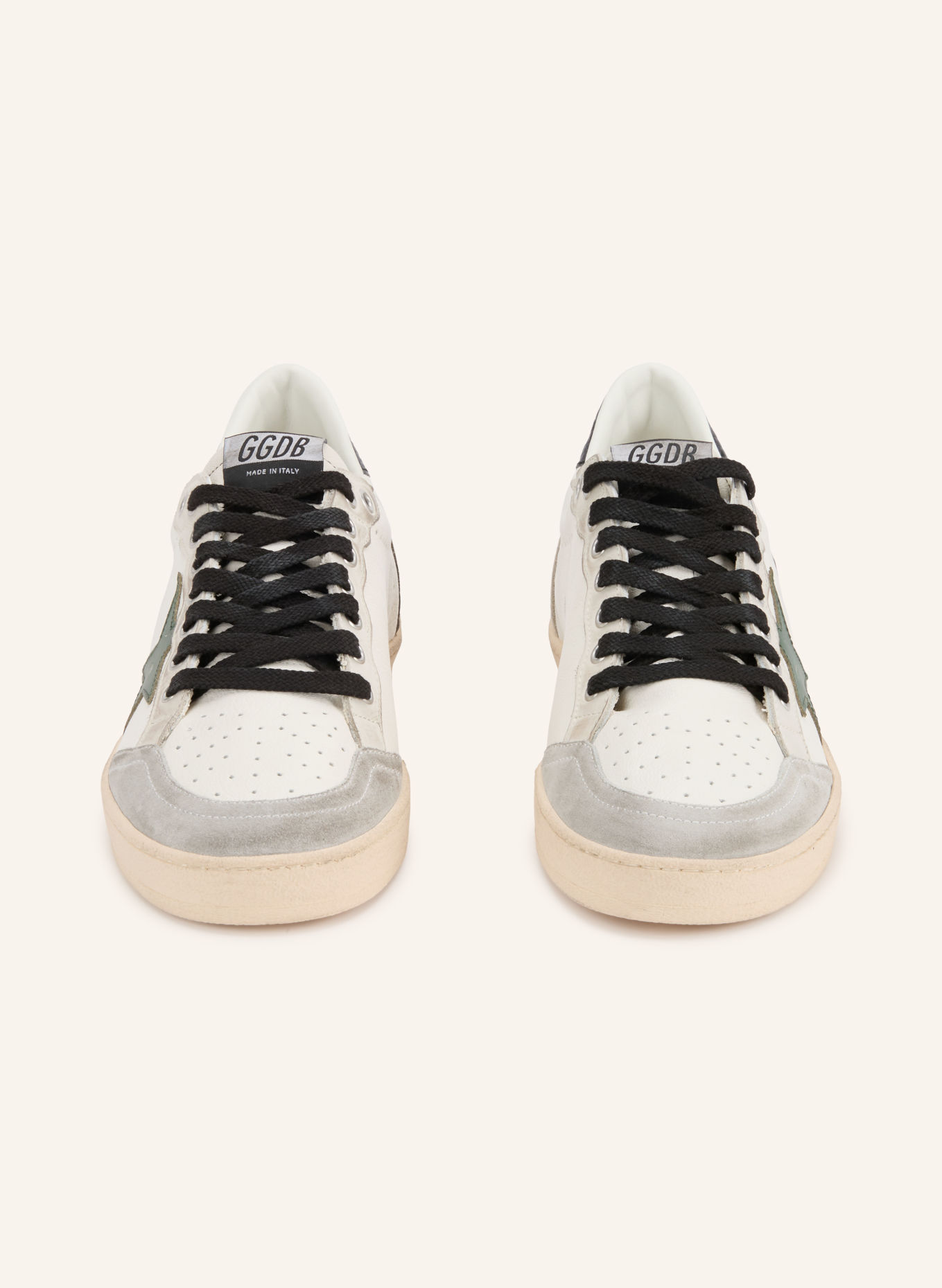 GOLDEN GOOSE Adidași BALL STAR: GRI DESCHIS / VERDE ÎNCHIS / ALB