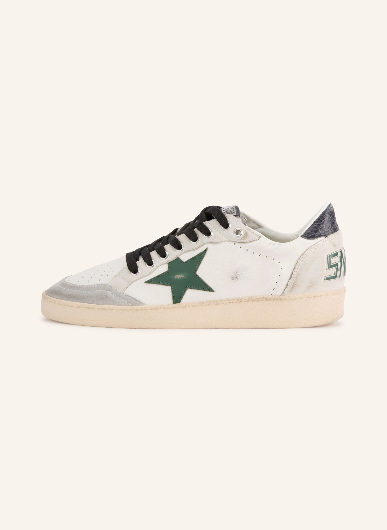 GOLDEN GOOSE Adidași BALL STAR: GRI DESCHIS / VERDE ÎNCHIS / ALB