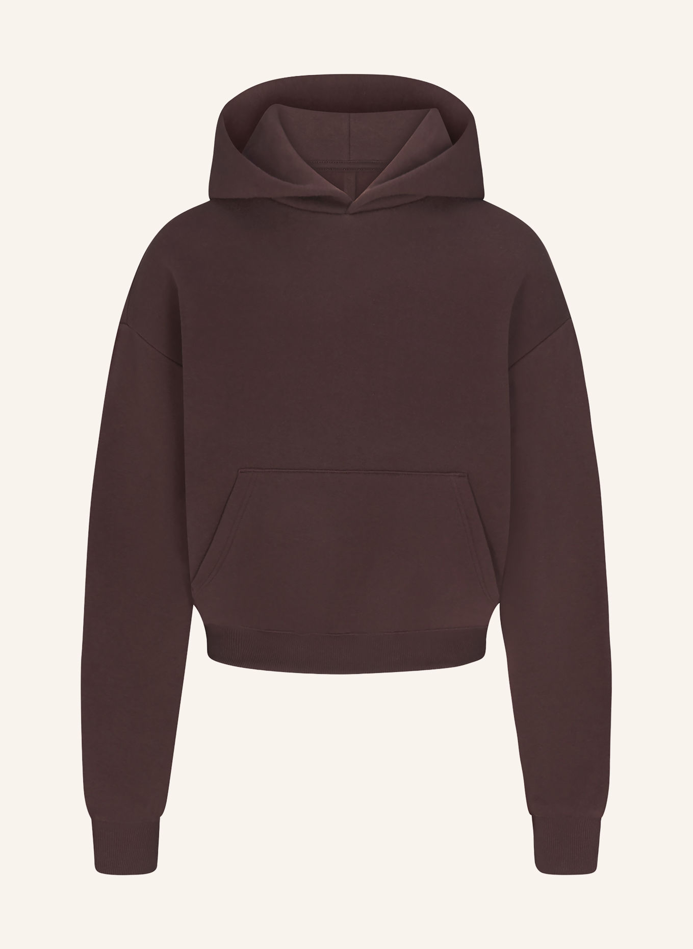 SKIMS Pohodlná domácí mikina s kapucí z bavlněného fleece: ESPRESSO