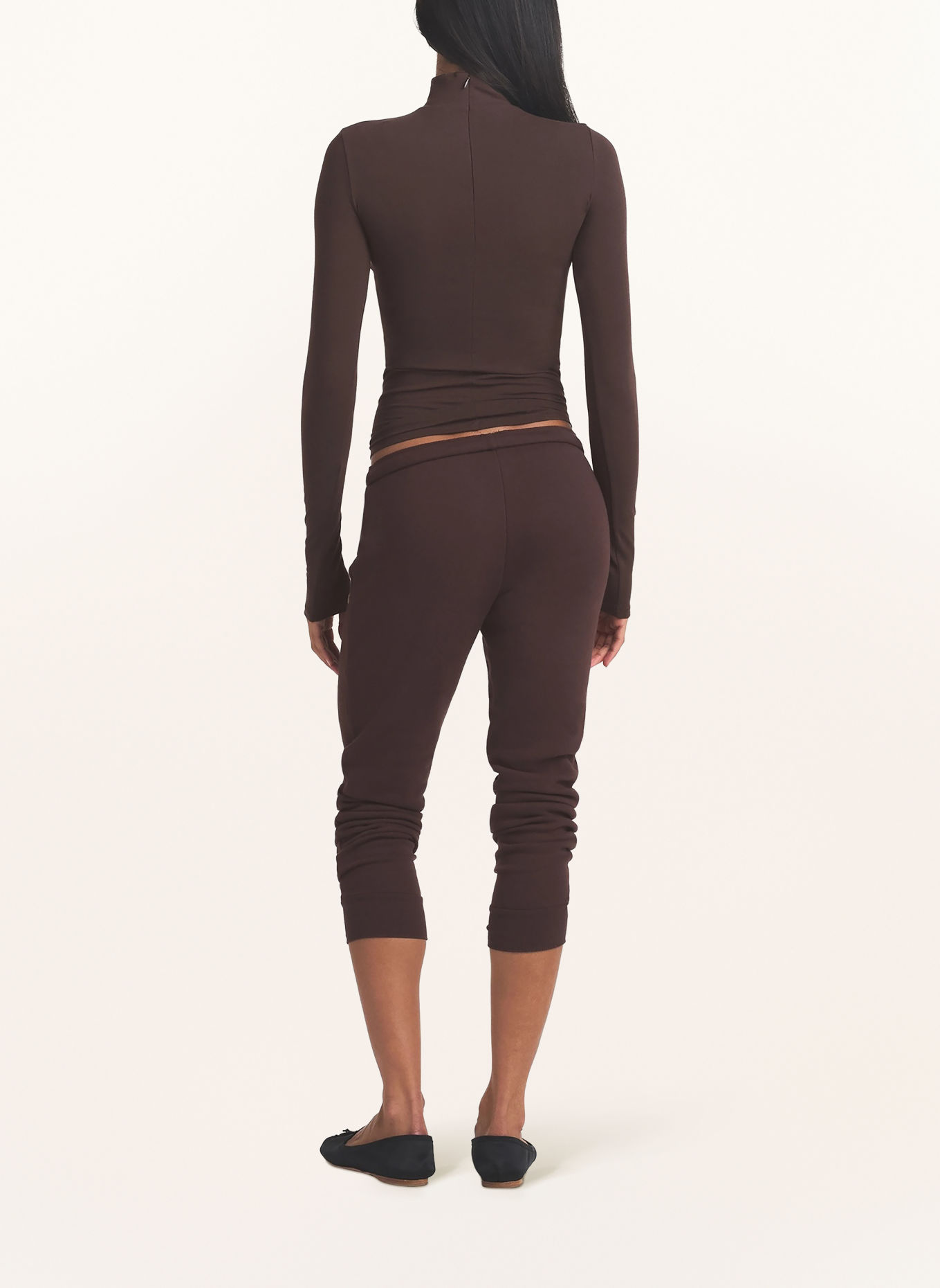 SKIMS Pohodlné domácí legíny COTTON FLEECE: ESPRESSO