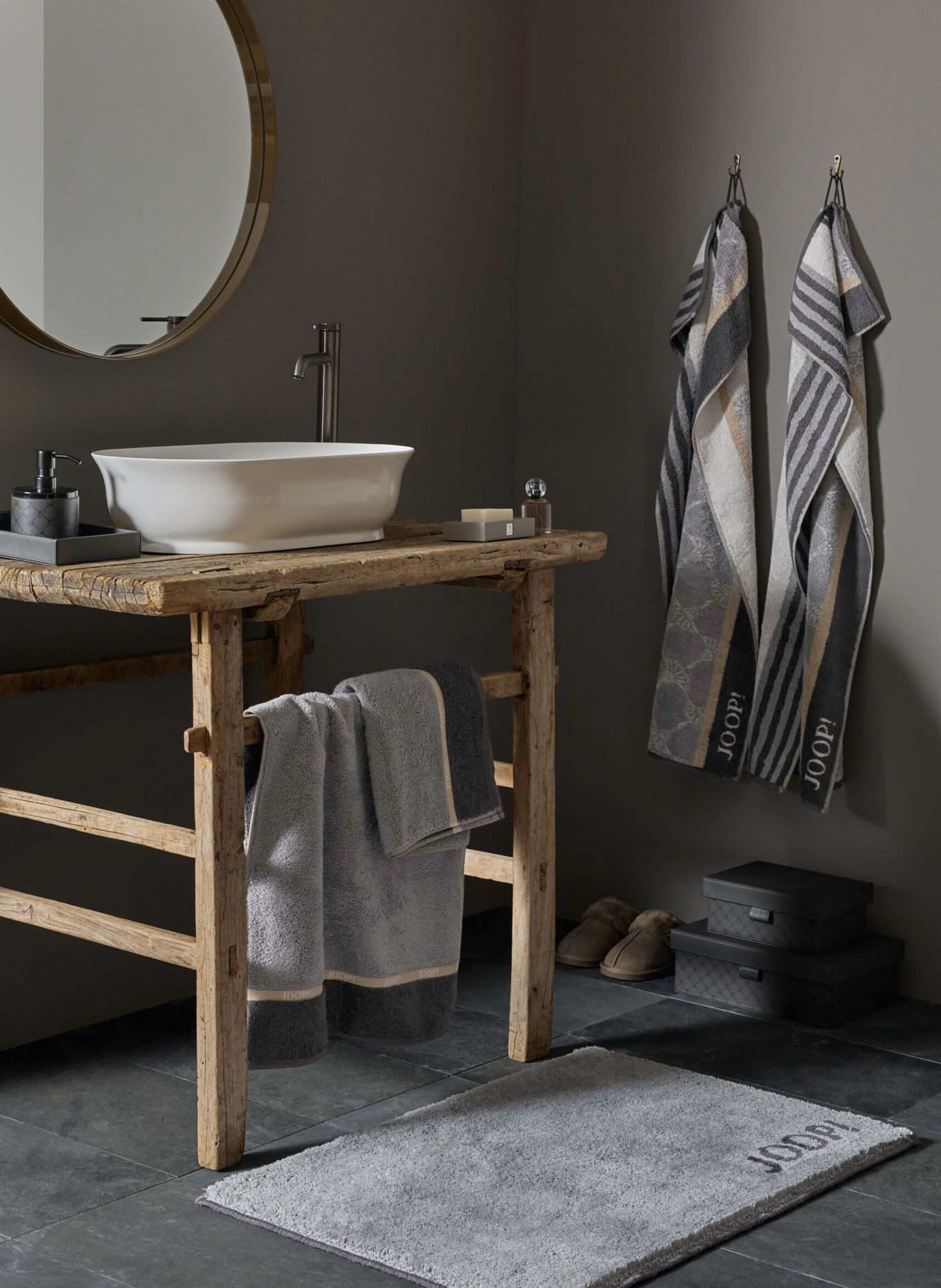 JOOP! JOOP! LINES Hand towel: GRAY / BEIGE / DARK GRAY