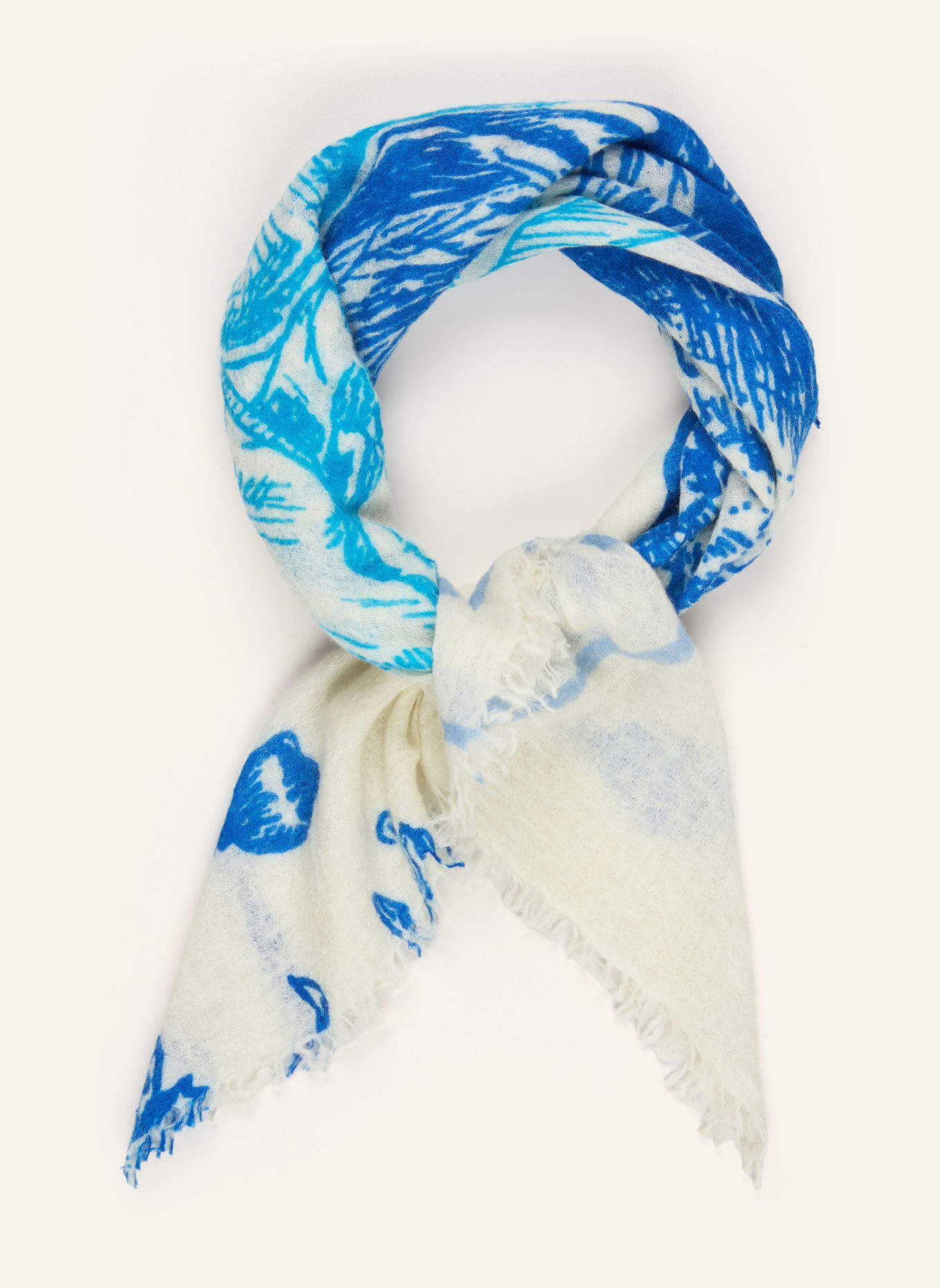 Mouleta Cashmere Scarf: CREAM / LIGHT BLUE / DARK BLUE