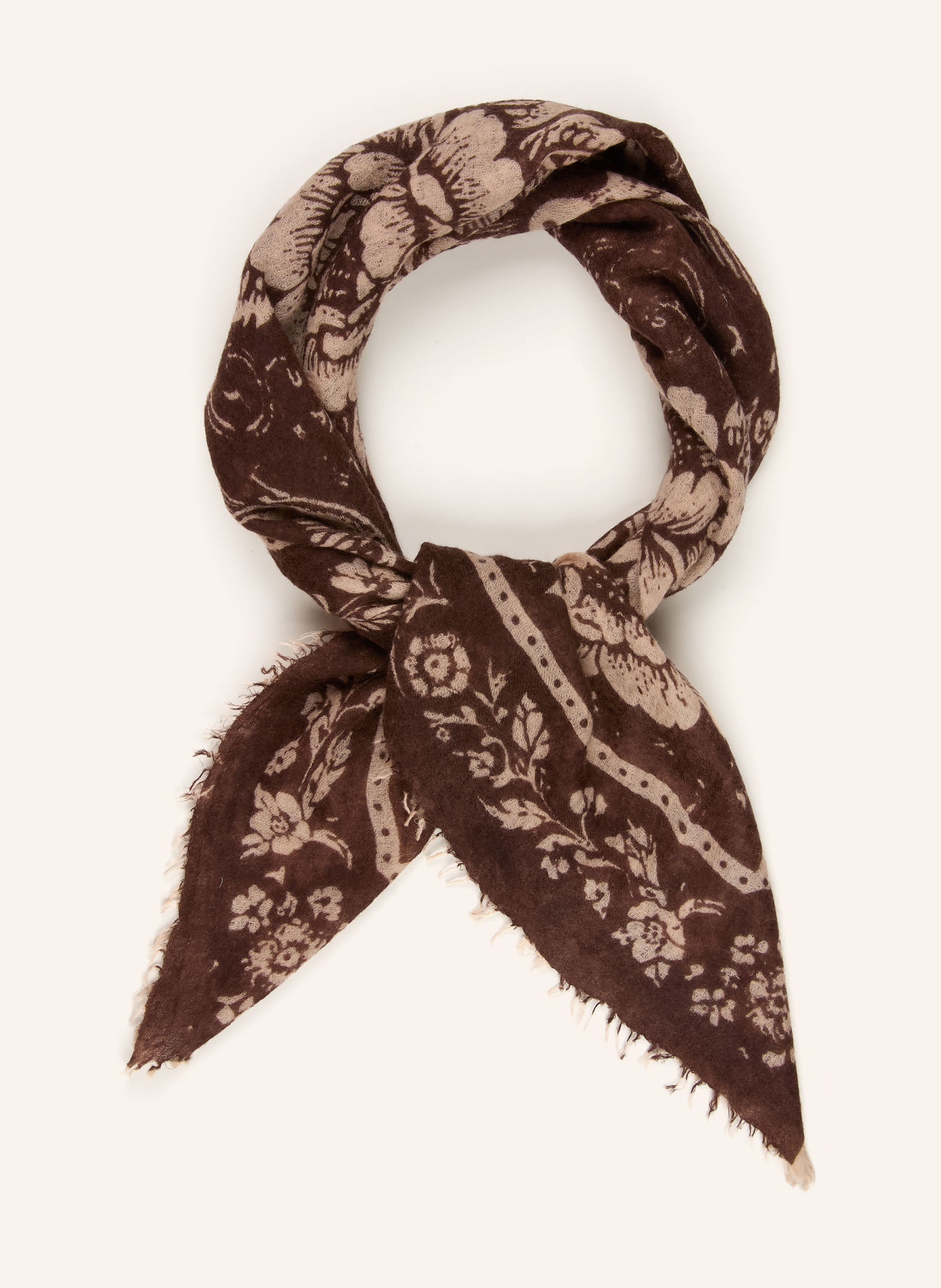 Mouleta Cashmere Scarf: DARK BROWN / ROSE