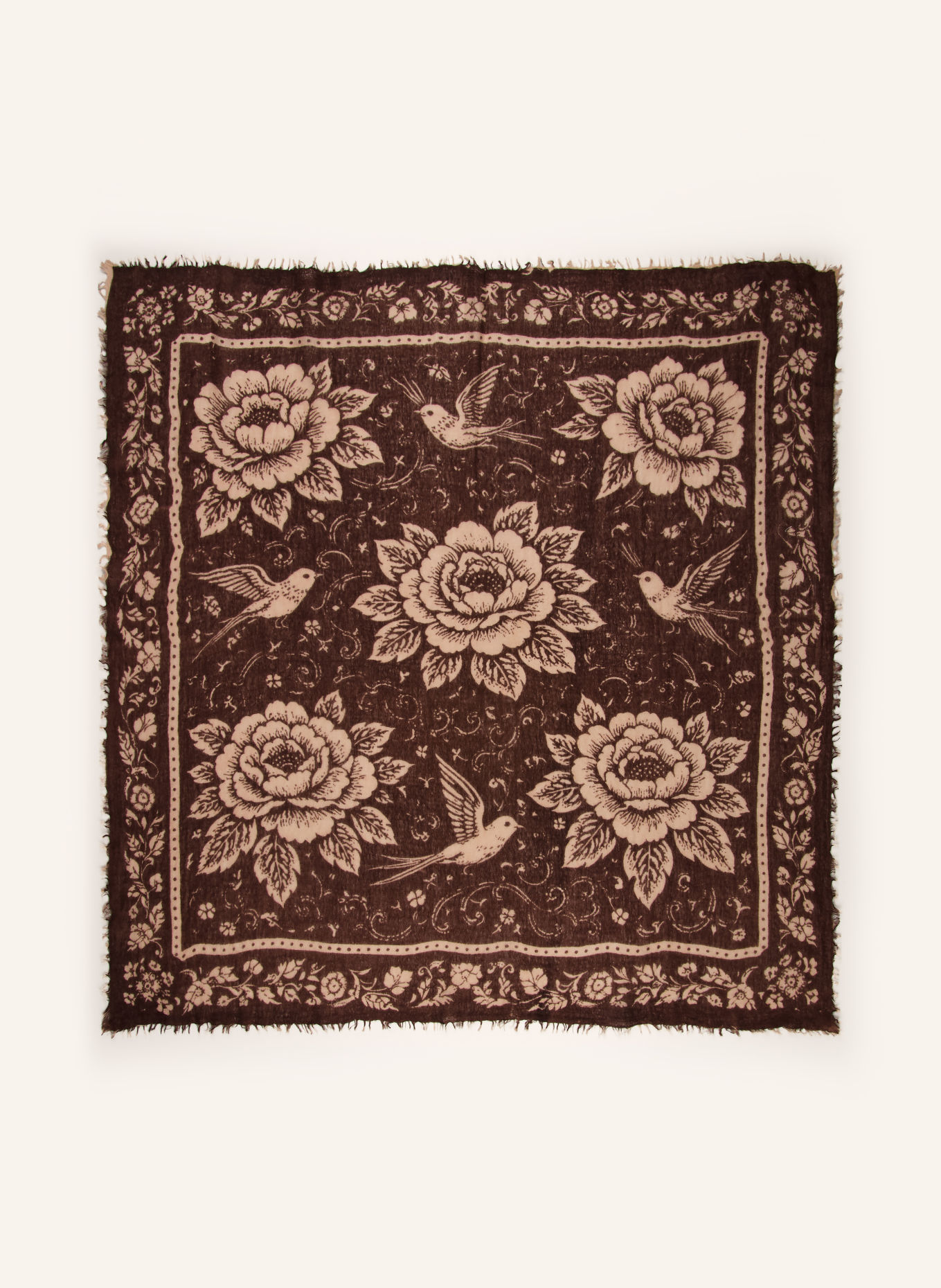 Mouleta Cashmere Scarf: DARK BROWN / ROSE