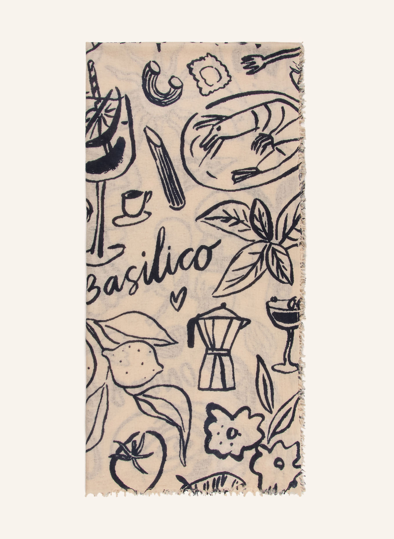 Mouleta Cashmere Scarf: CREAM / DARK BLUE
