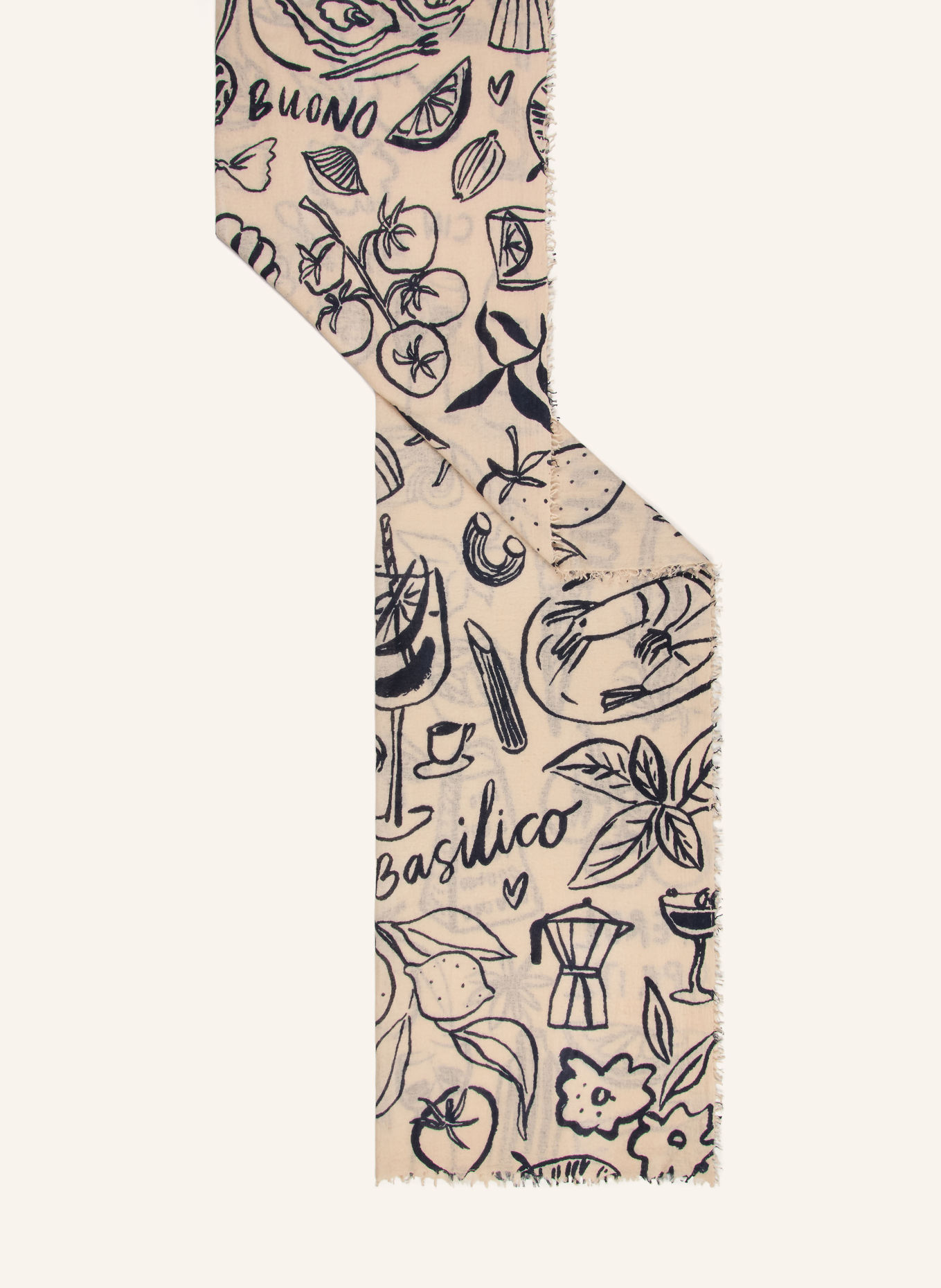 Mouleta Cashmere Scarf: CREAM / DARK BLUE